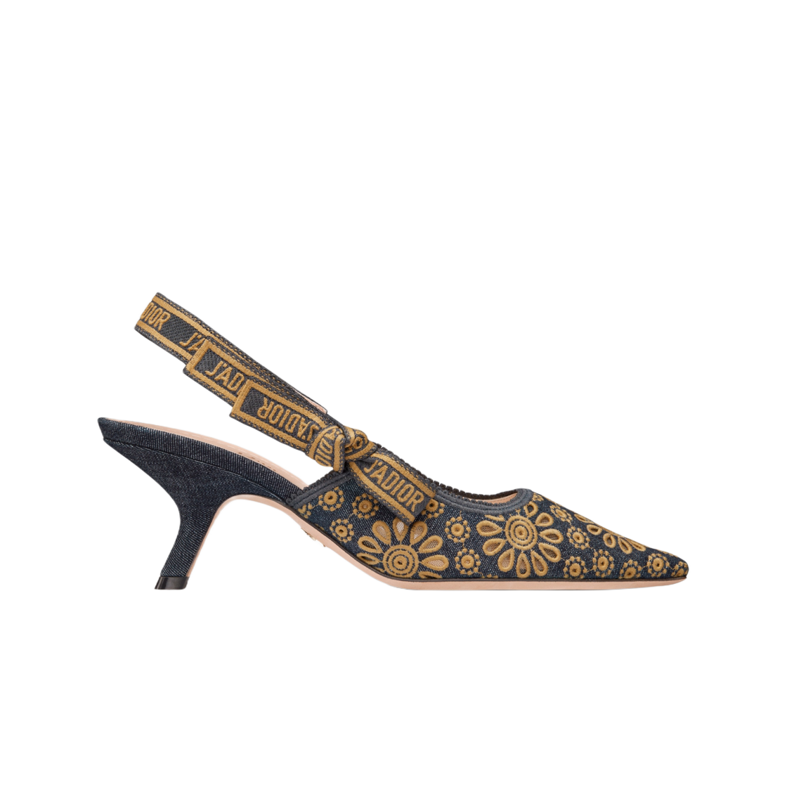 (W) 디올 자디올 슬링백 펌프스 블루 데님 자수 카멜 컬러드 세인트 갤 모티프((W) Dior J'adior Slingback Pumps Blue Denim Embroidered Camel Colored Saint Gall Motif) - 1