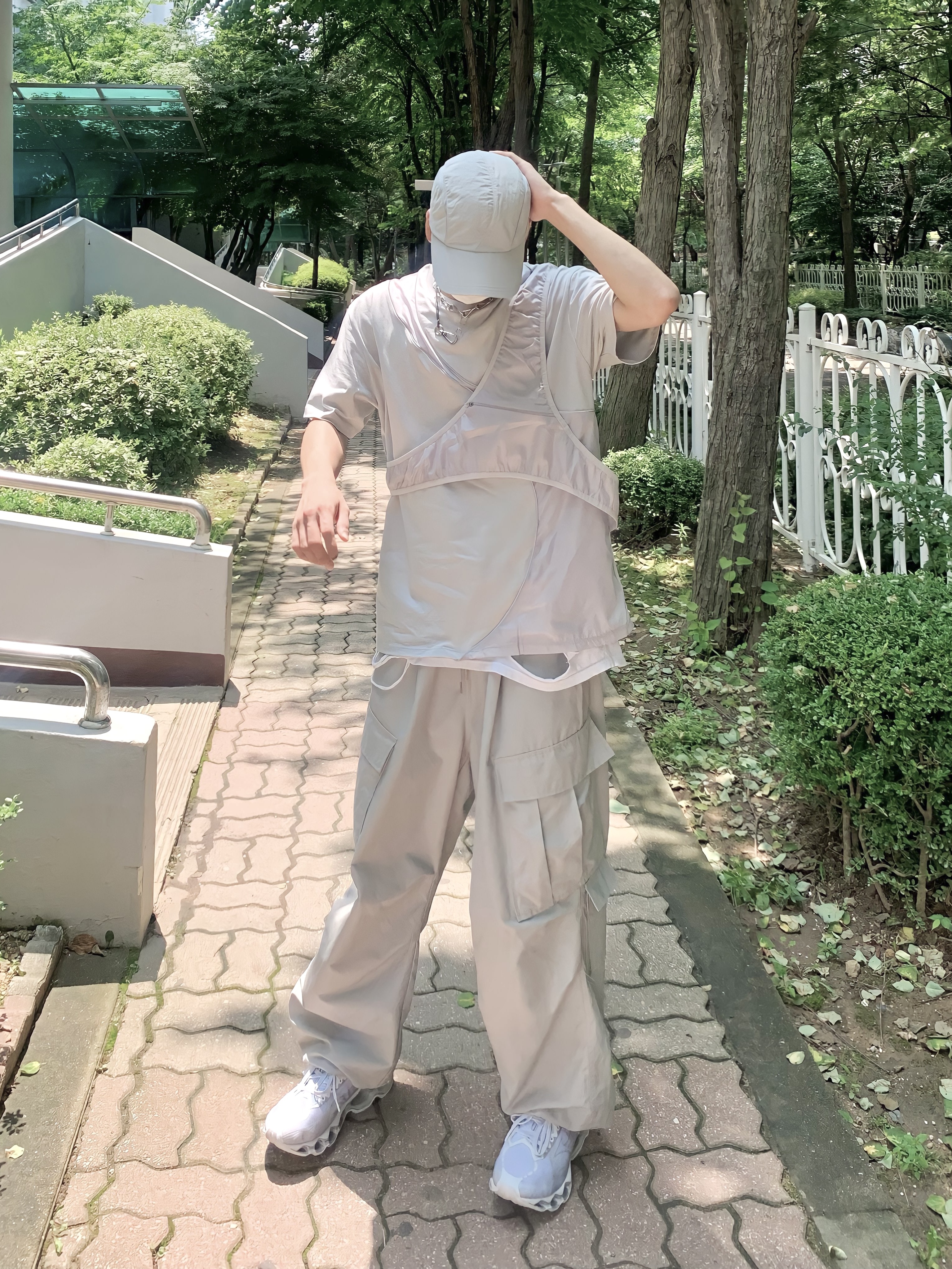 Sansan Gear Wing Cap Grey - 23SS 착용 스타일 - 2