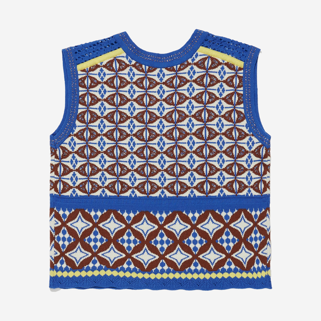 그린 버터 우먼 트윈클 브이넥 자카드 니트 베스트 블루(Green Butter Women Twinkle V-Neck Jacquard Knit Vest Blue) - 2