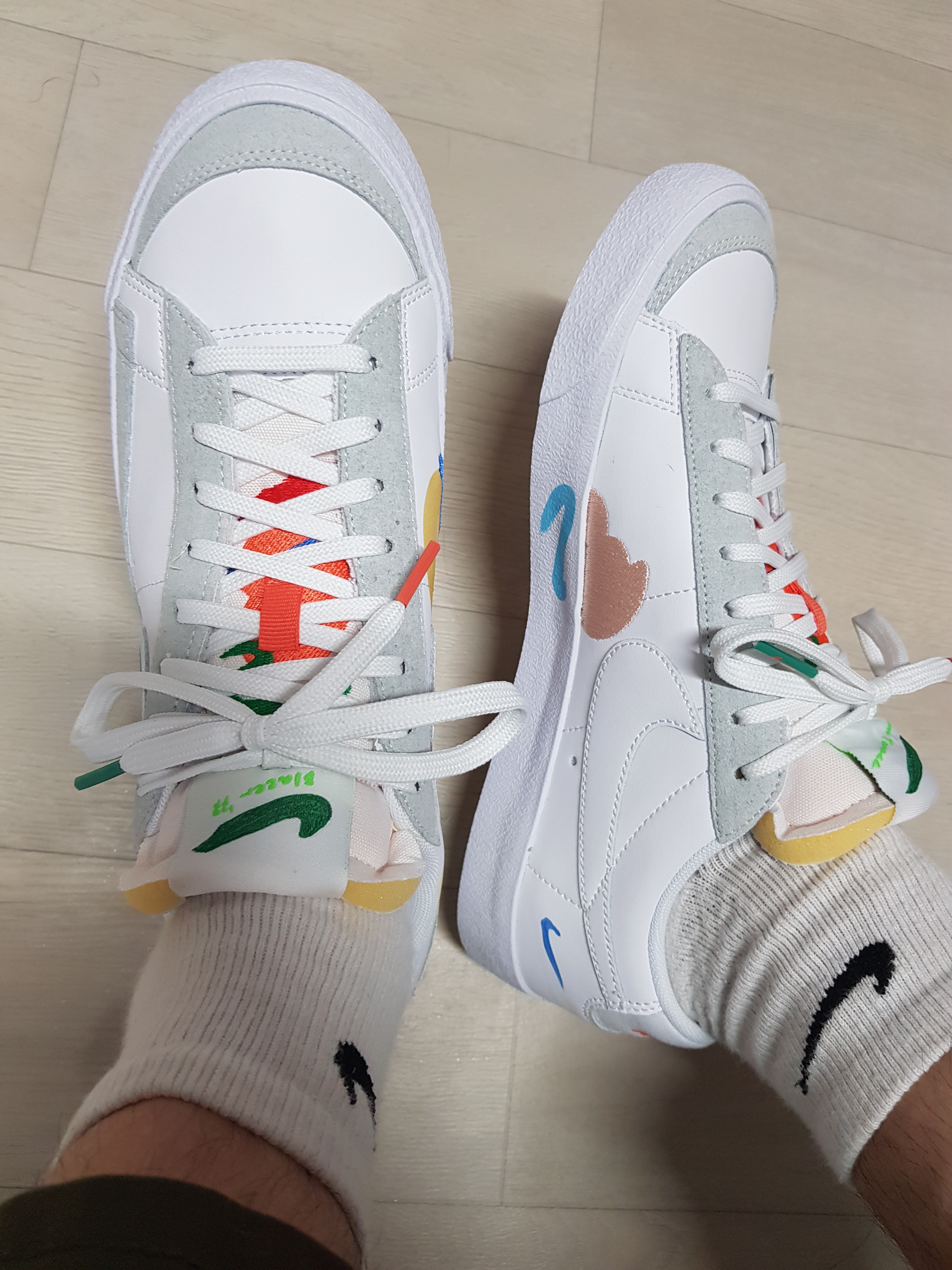Nike x Mayumi Yamase Blazer Low '77 Flyleather Triple White 착용 스타일