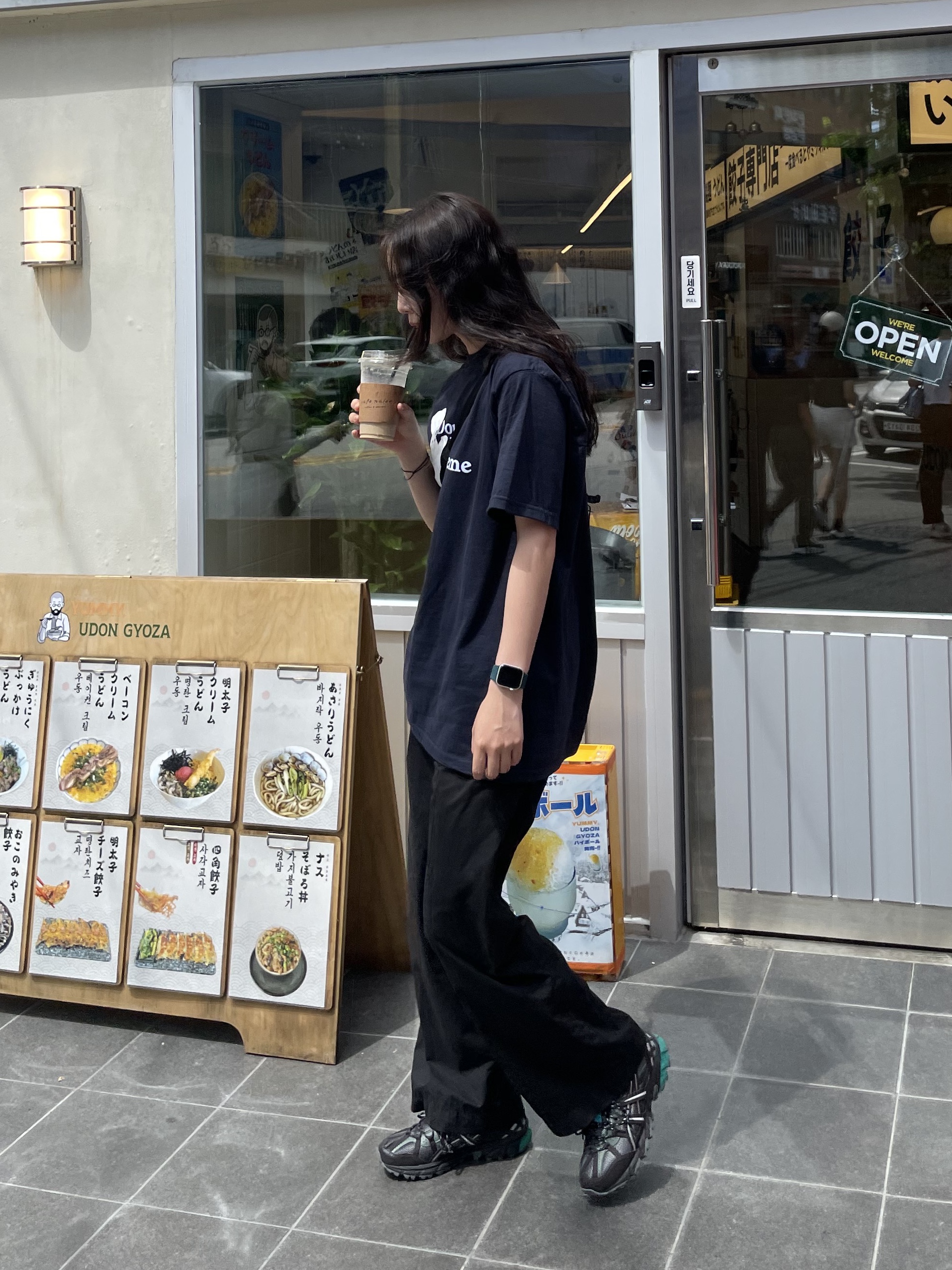 (W) Asics x Matin Kim Gel-Sonoma 15-50 Black Pure Silver, Supreme Doughboy T-Shirt Navy - 22FW 착용 스타일 - 1