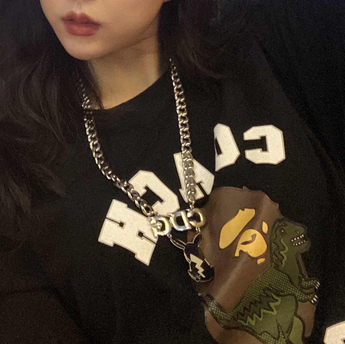 BAPE x JJJJound College T-Shirt White 착용 스타일 - 2
