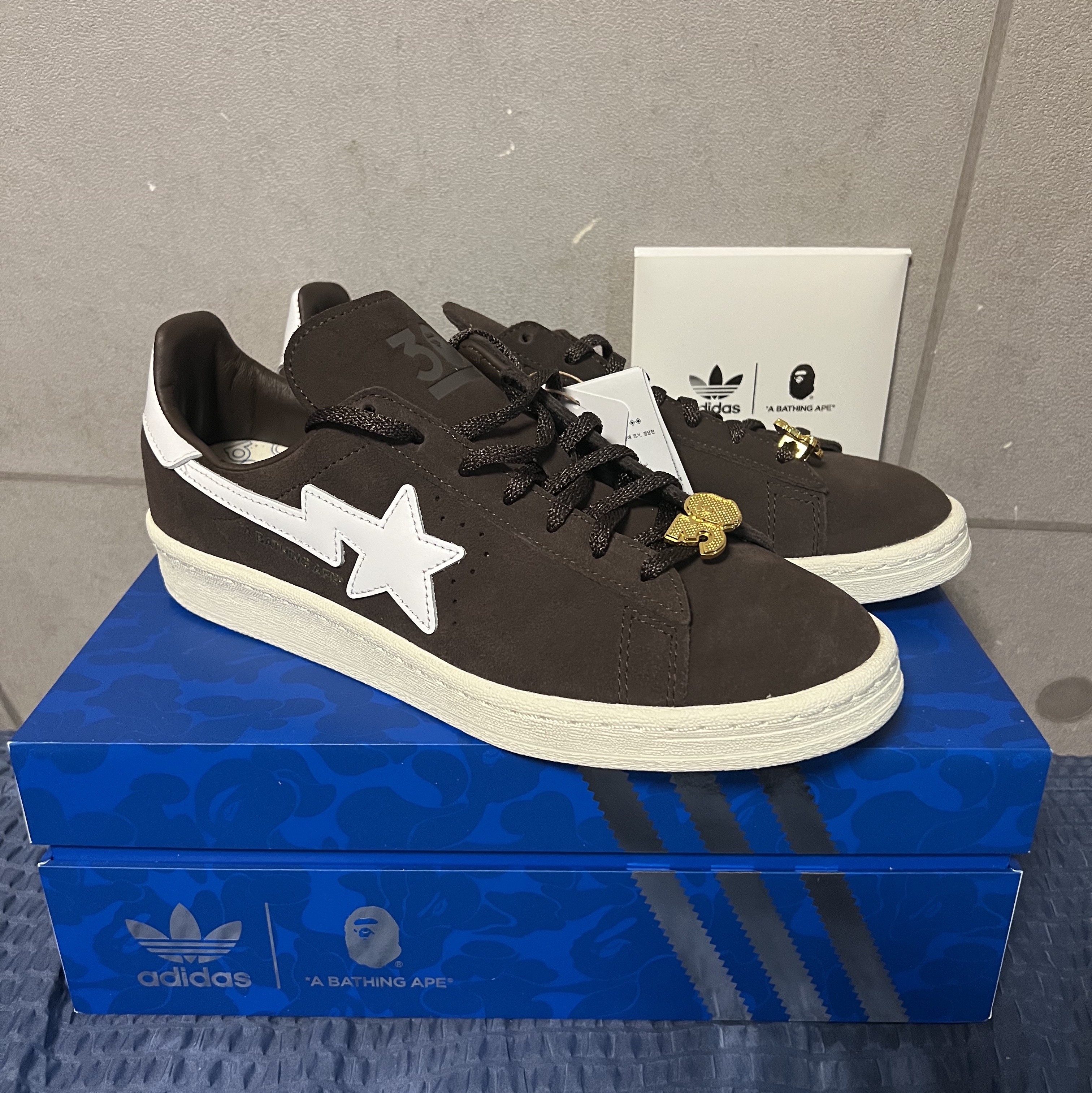 Adidas x BAPE Campus 80s Brown 착용 스타일