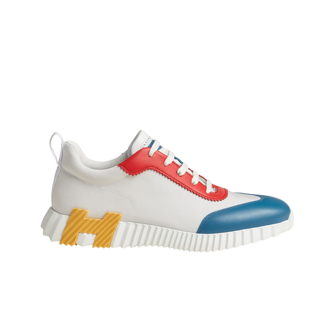 H232818ZH90 Hermes Bouncing Sneakers Stretch Canvas Calfskin & Multicolore Blanc