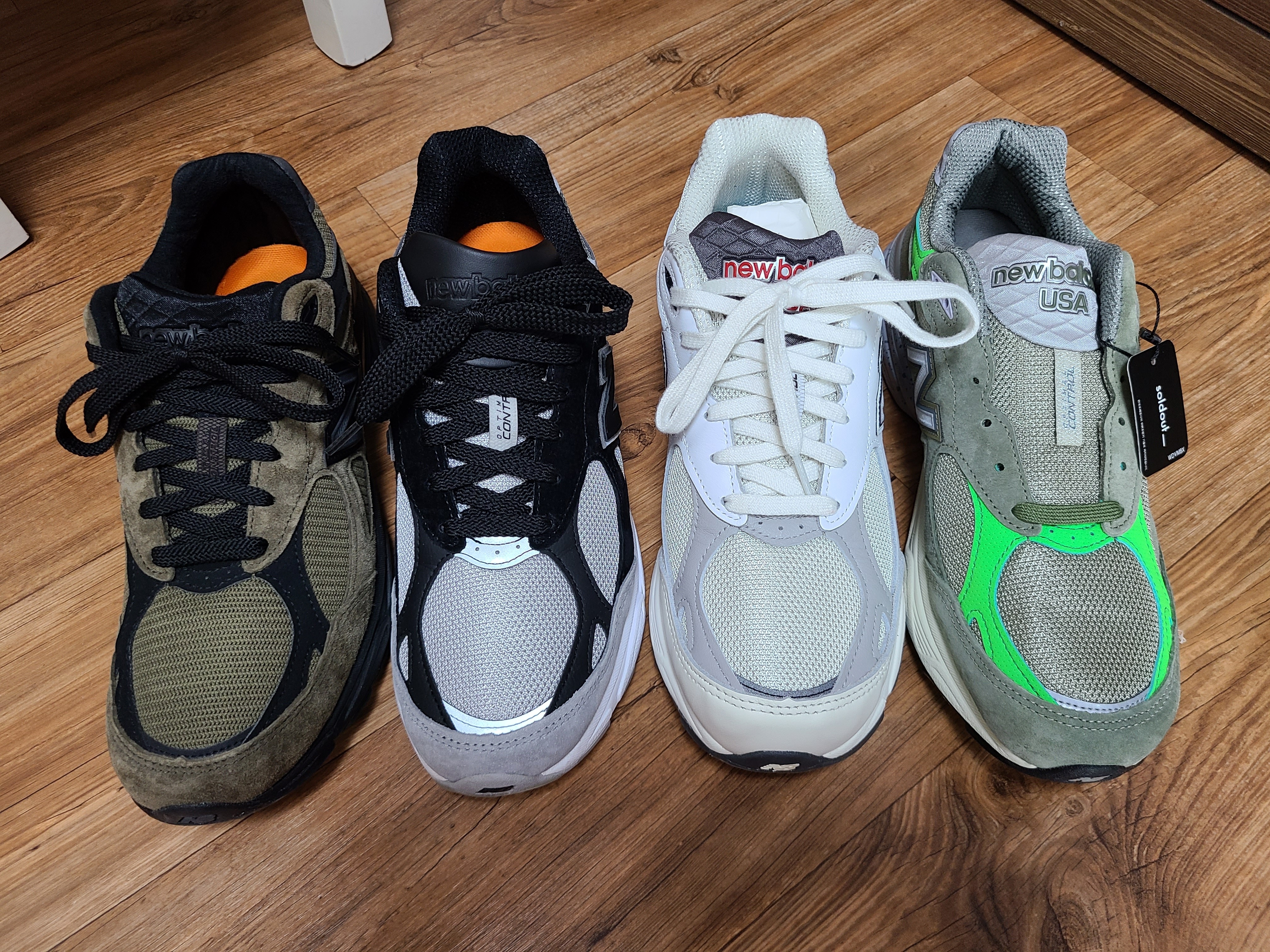 New Balance x Patta 990v3 Made in USA Olive, New Balance x JJJJound 990v3 Brown Black 착용 스타일 - 4
