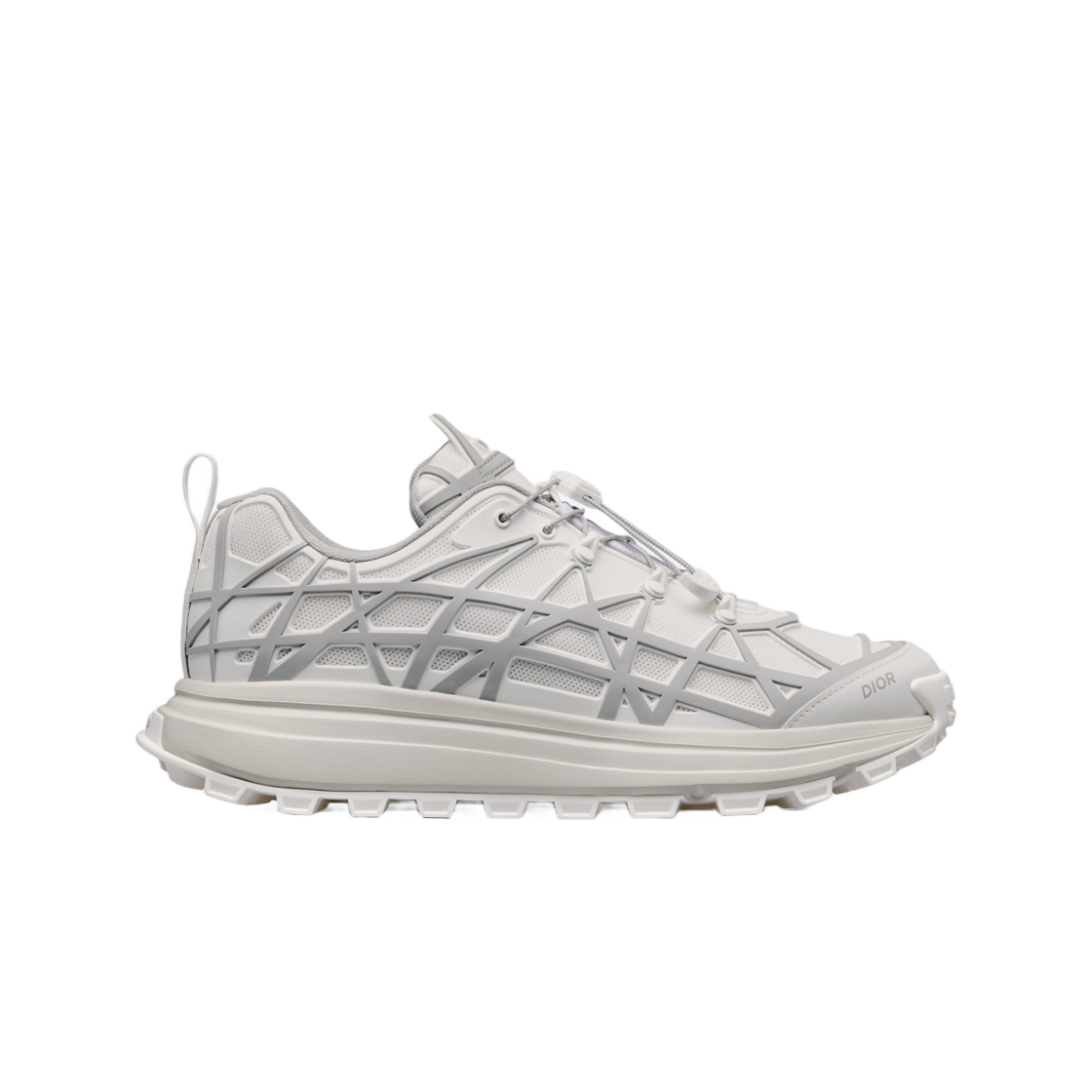 디올 B31 러너 스니커즈 화이트 테크니컬 메쉬 그레이 러버 워프드 까나쥬 모티프(Dior B31 Runner Sneakers White Technical Mesh Gray Rubber Warped Cannage Motif) - 1
