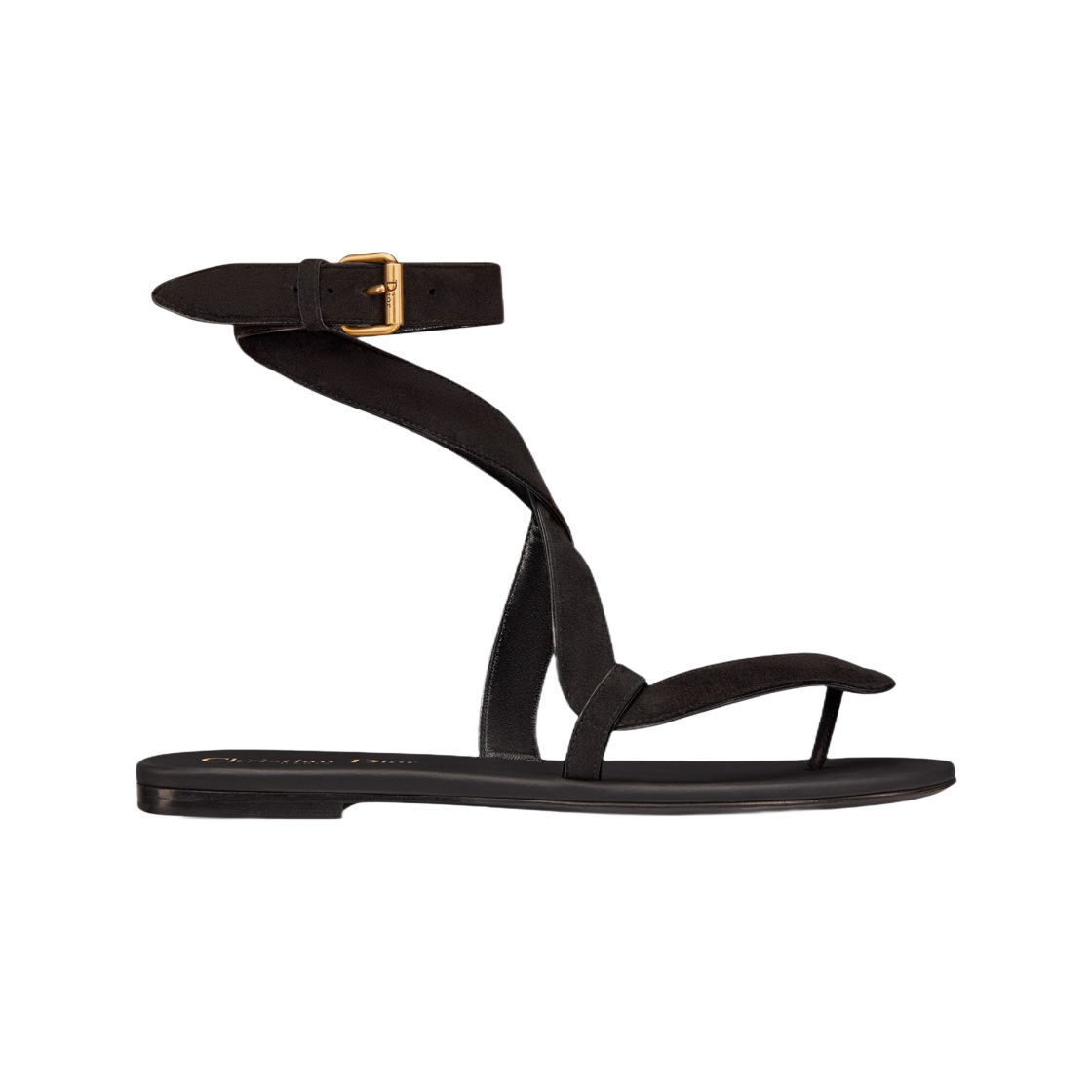 (W) 디올 포이즌 D 통 샌들 블랙 스웨이드 카프스킨((W) Dior Poison D Thong Sandal Black Suede Calfskin) - 1