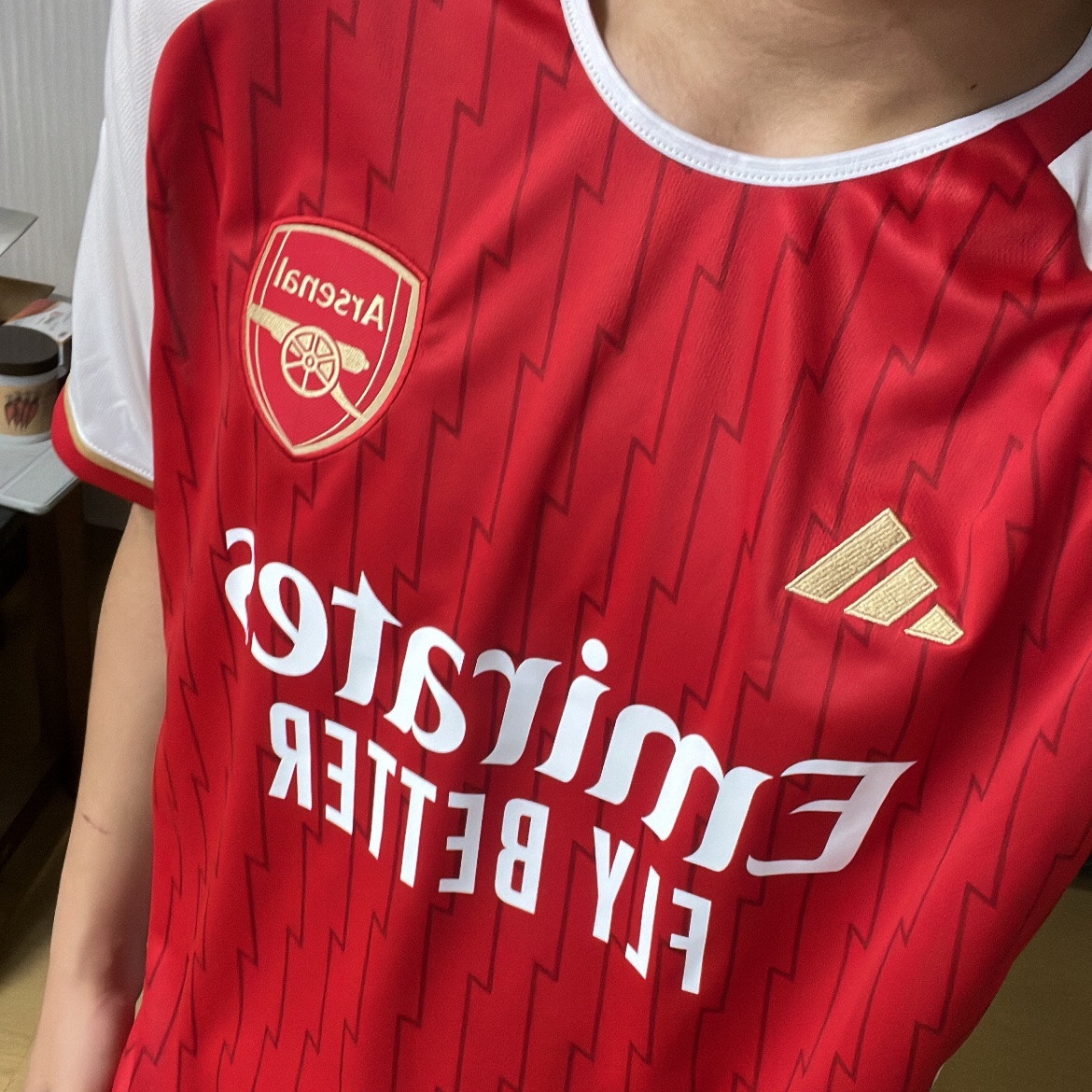 Adidas Arsenal 2023/24 Home Jersey Better Scarlet White - KR Sizing (Non Marking Ver.) 착용 스타일