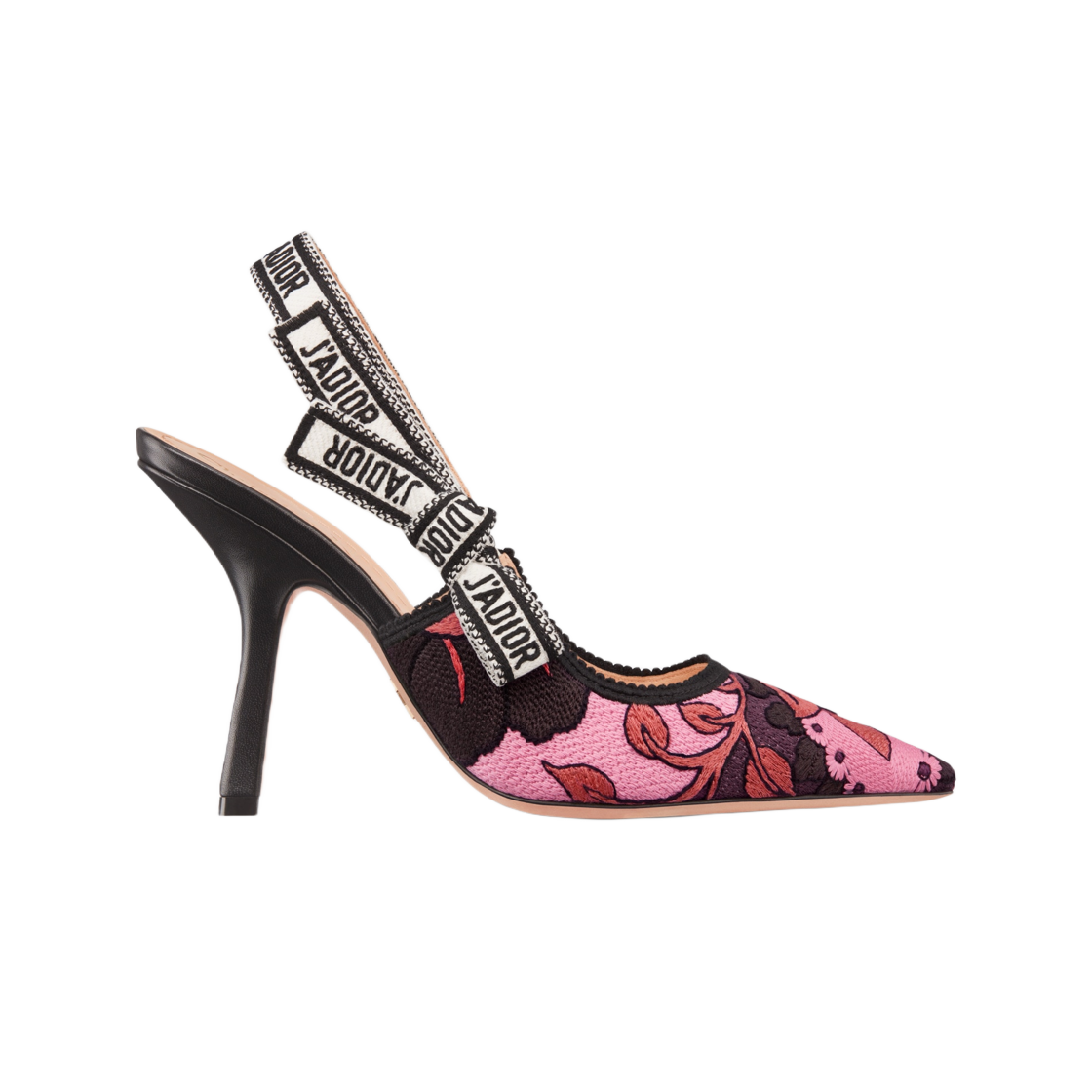 (W) 디올 자디올 슬링백 펌프스 인디 핑크 멀티컬러 코튼 쟈뎅 인디엔 자수((W) Dior J'adior Slingback Pumps Indy Pink Multicolor Cotton Jardin Indien Embroidery) - 1