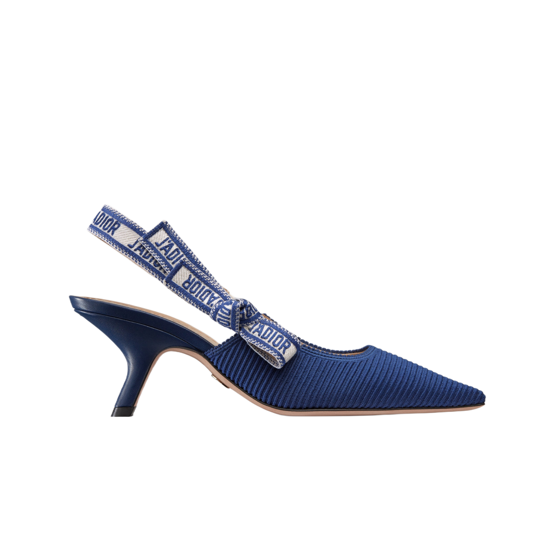 (W) Dior J'adior Slingback Pumps Royal Blue Embroidered Cotton 상세 이미지 1