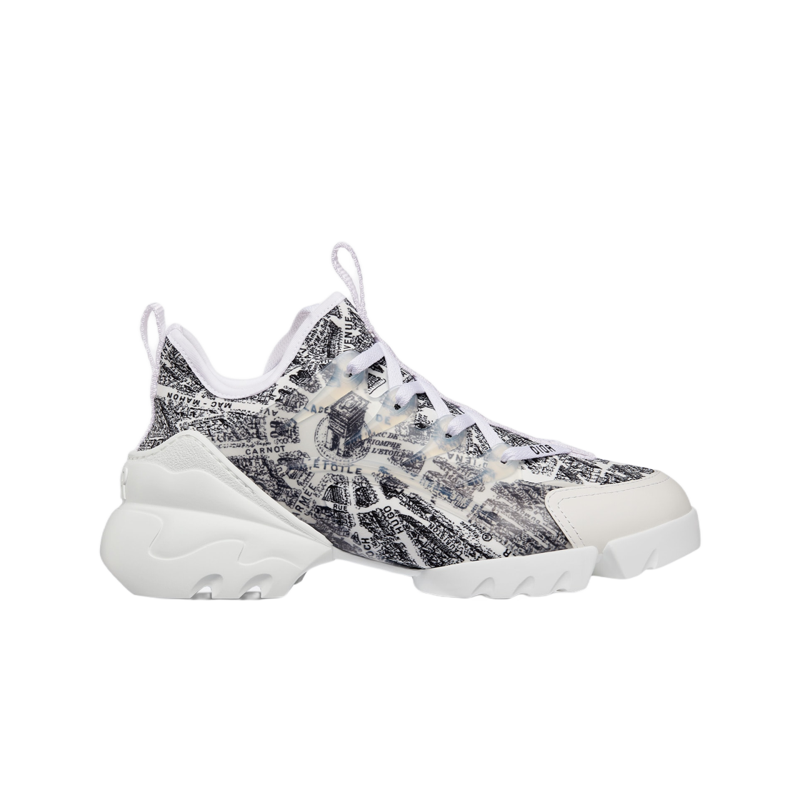 (W) 디올 D 커넥트 스니커즈 블랙 화이트 테크니컬 패브릭 플랜 드 파리 프린트((W) Dior D Connect Sneakers Black White Technical Fabric Plan De Paris Print) - 1