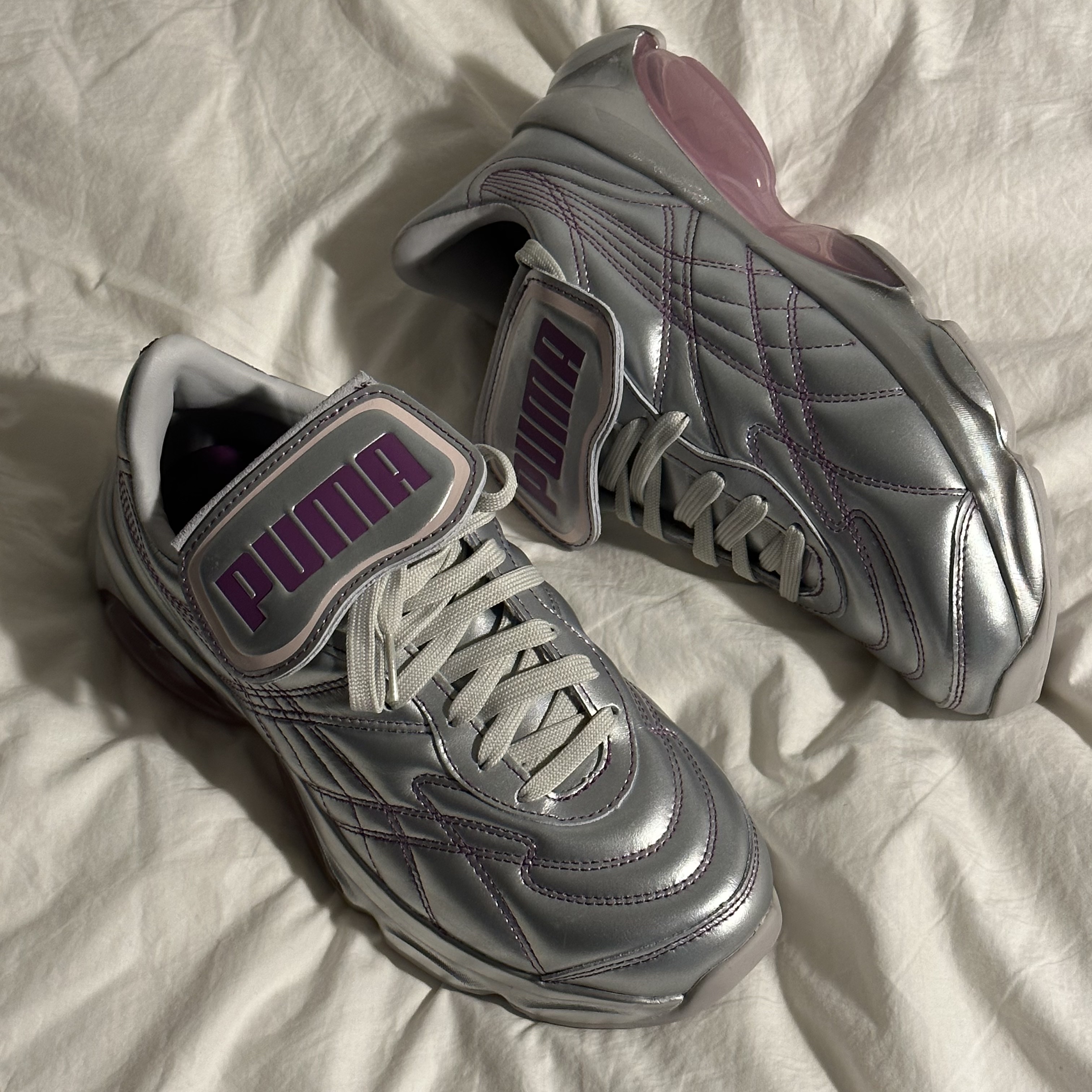 (W) Puma x Dua Lipa Cell Dome King ML Trainer Silver Pink 착용 스타일