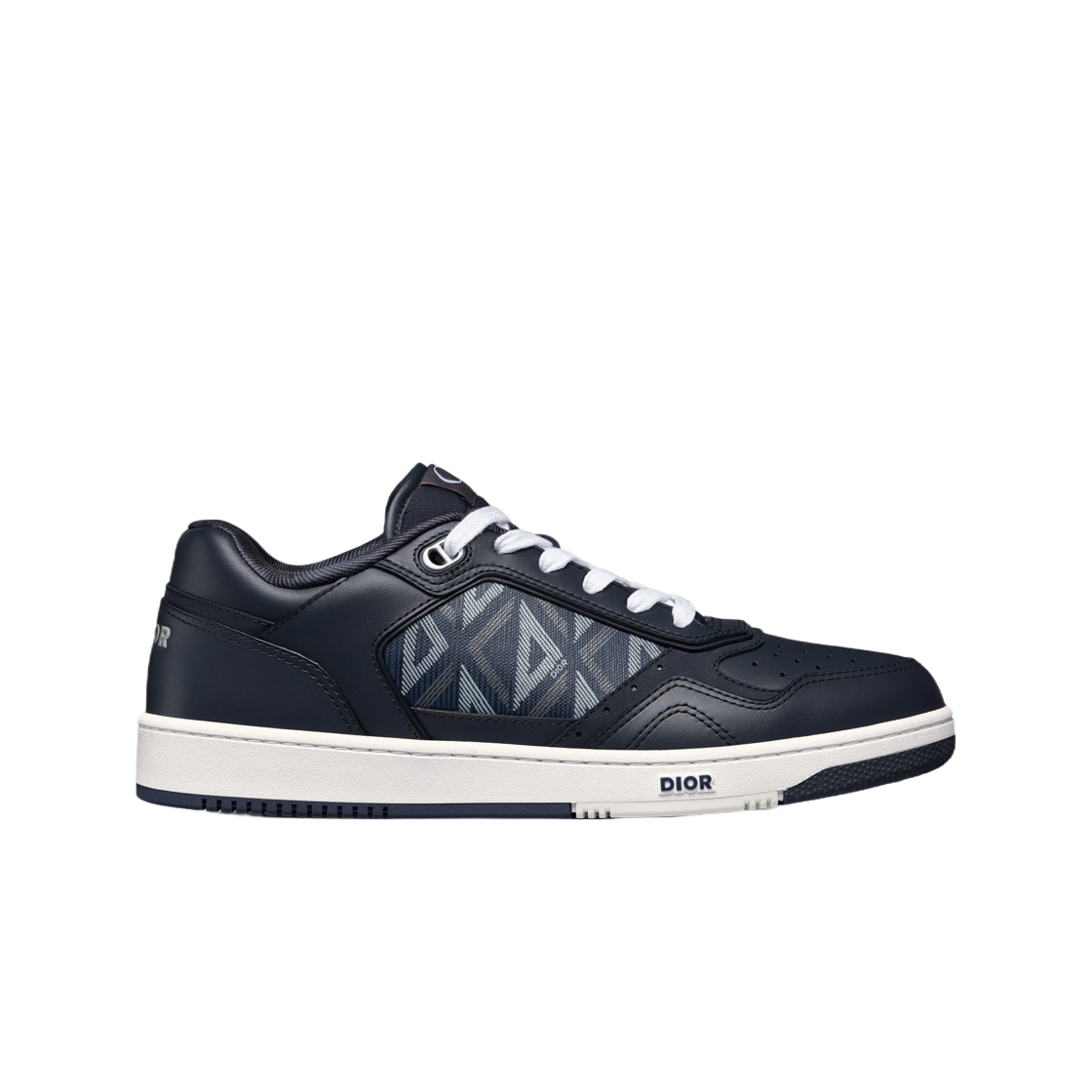 디올 B27 로우 탑 스니커즈 네이비 블루 스무스 카프스킨 CD 다이아몬드 캔버스(Dior B27 Low Top Sneakers Navy Blue Smooth Calfskin CD Diamond Canvas) - 1