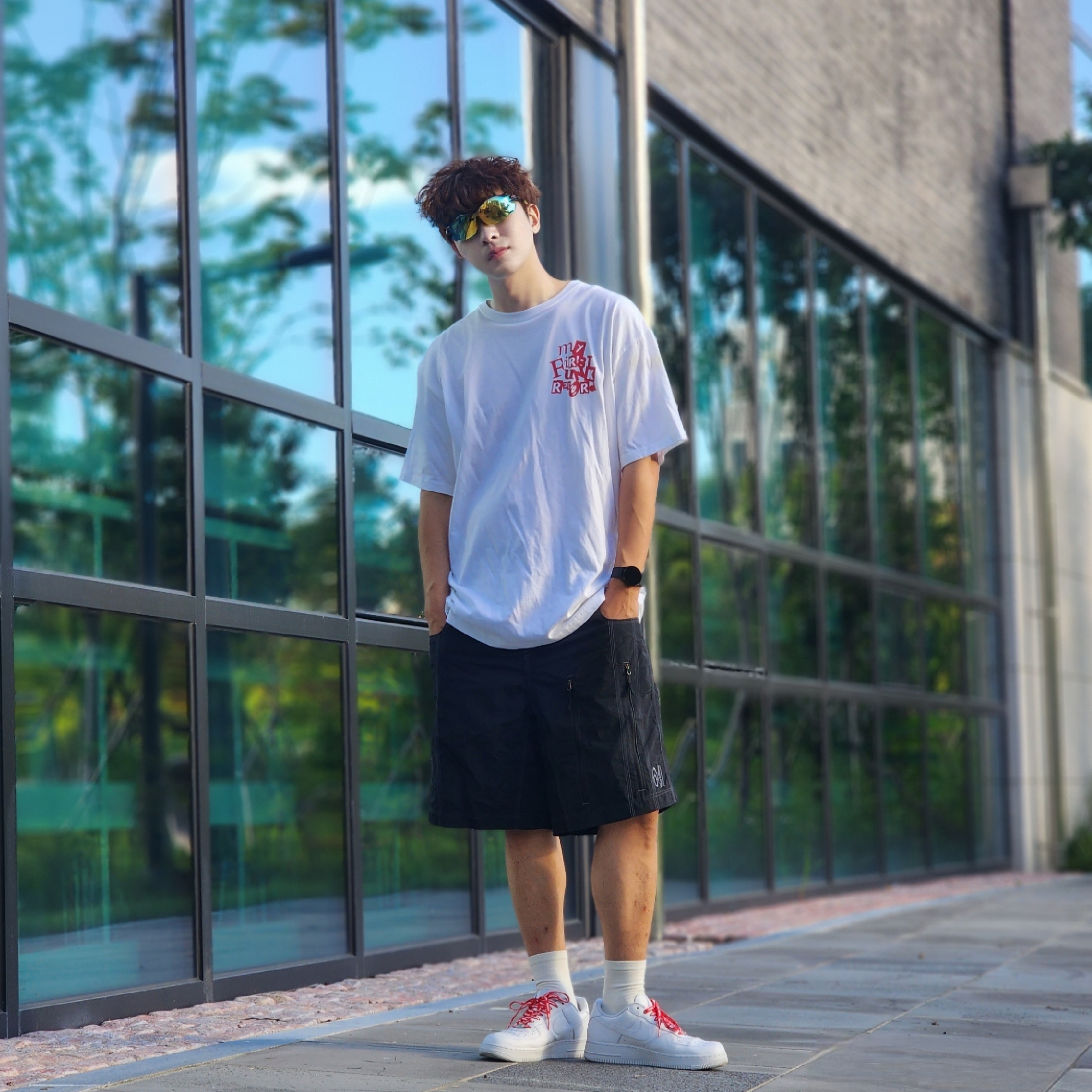 Nike x Supreme Air Force 1 Low White 착용 스타일 - 4