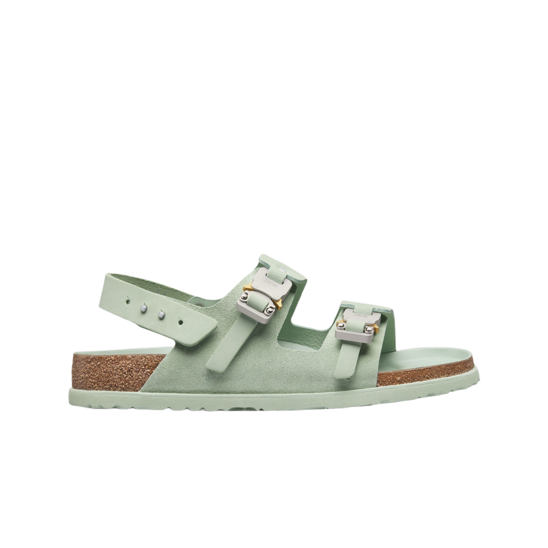 3SA117ZSG-H671 Dior By Birkenstock Milano Sandal Pastel Green Nubuck Calfskin