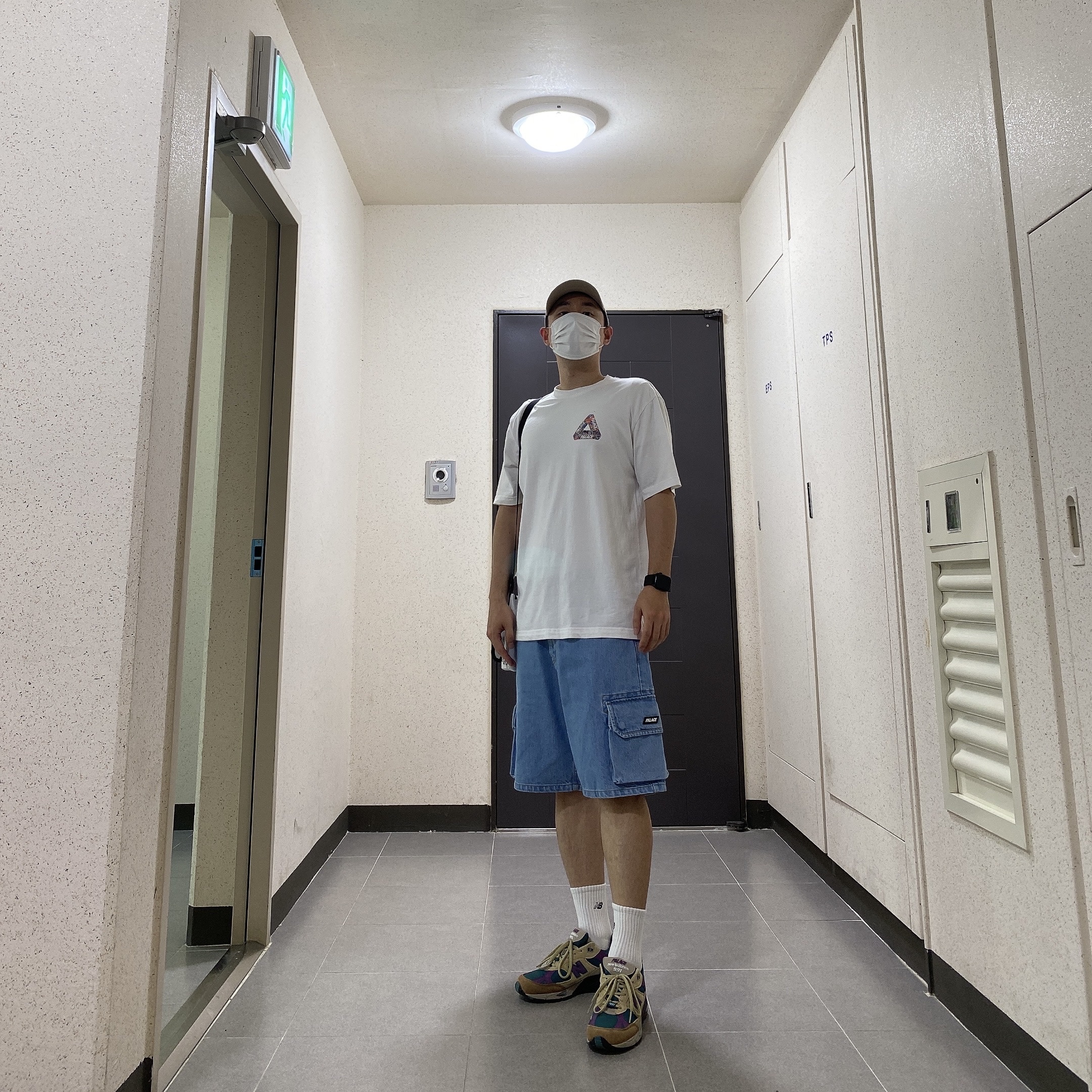 New Balance x Palace 991 Made in UK Teal Brown, Palace Baggy Cargo Short Denim - 23SS 착용 스타일
