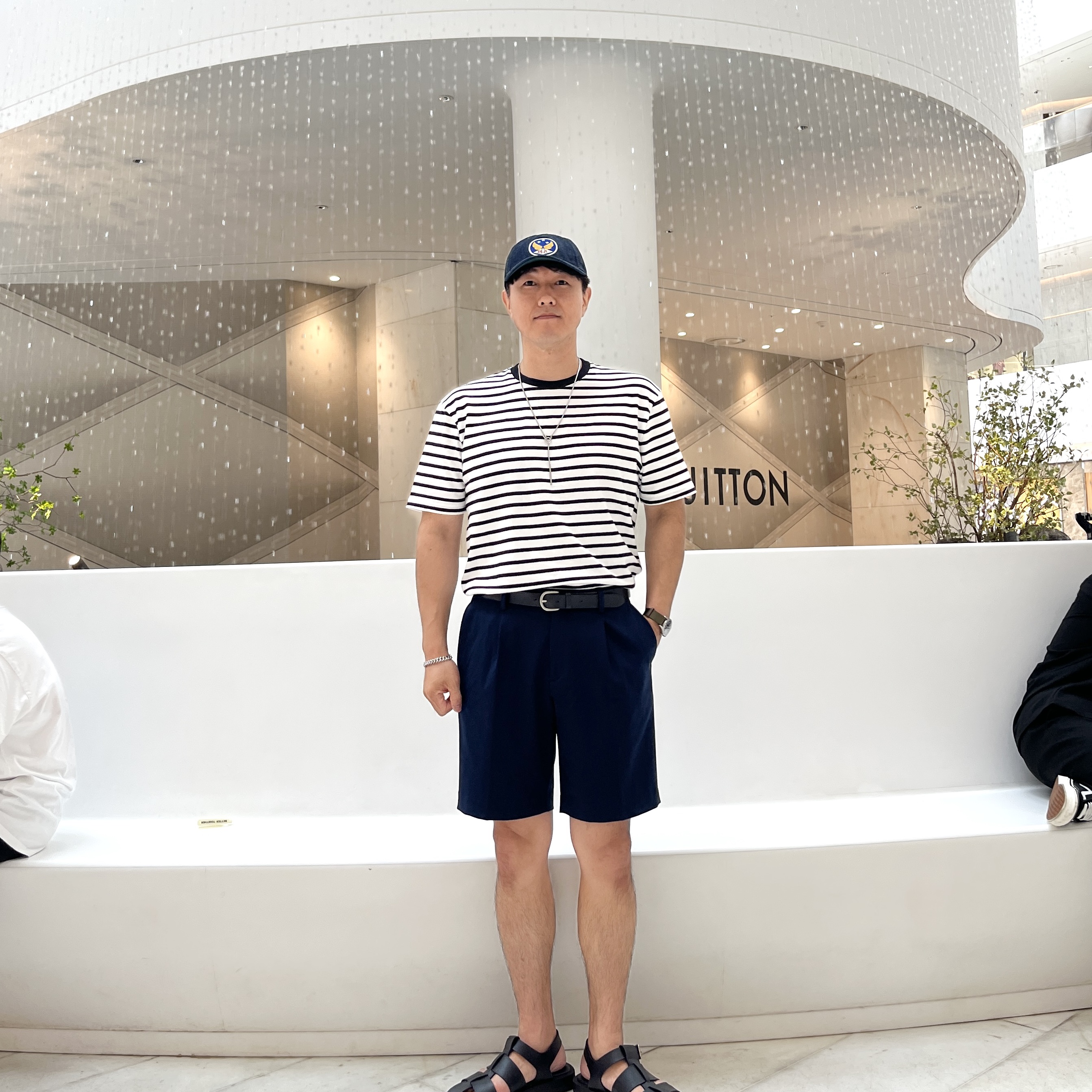 Double RL Garment Dyeing Twill Ball Cap Indigo 착용 스타일 - 2