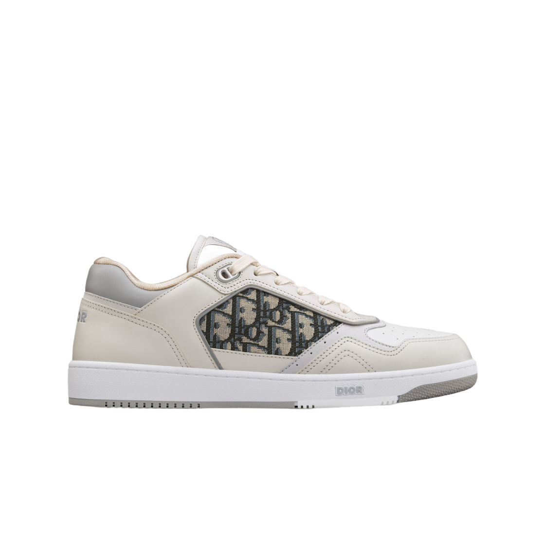 디올 B27 로우 탑 스니커즈 크림 화이트 스무스 카프스킨 베이지 블랙 디올 오블리크 자카드(Dior B27 Low Top Sneakers Cream White Smooth Calfskin Beige Black Dior Oblique Jacquard) - 1