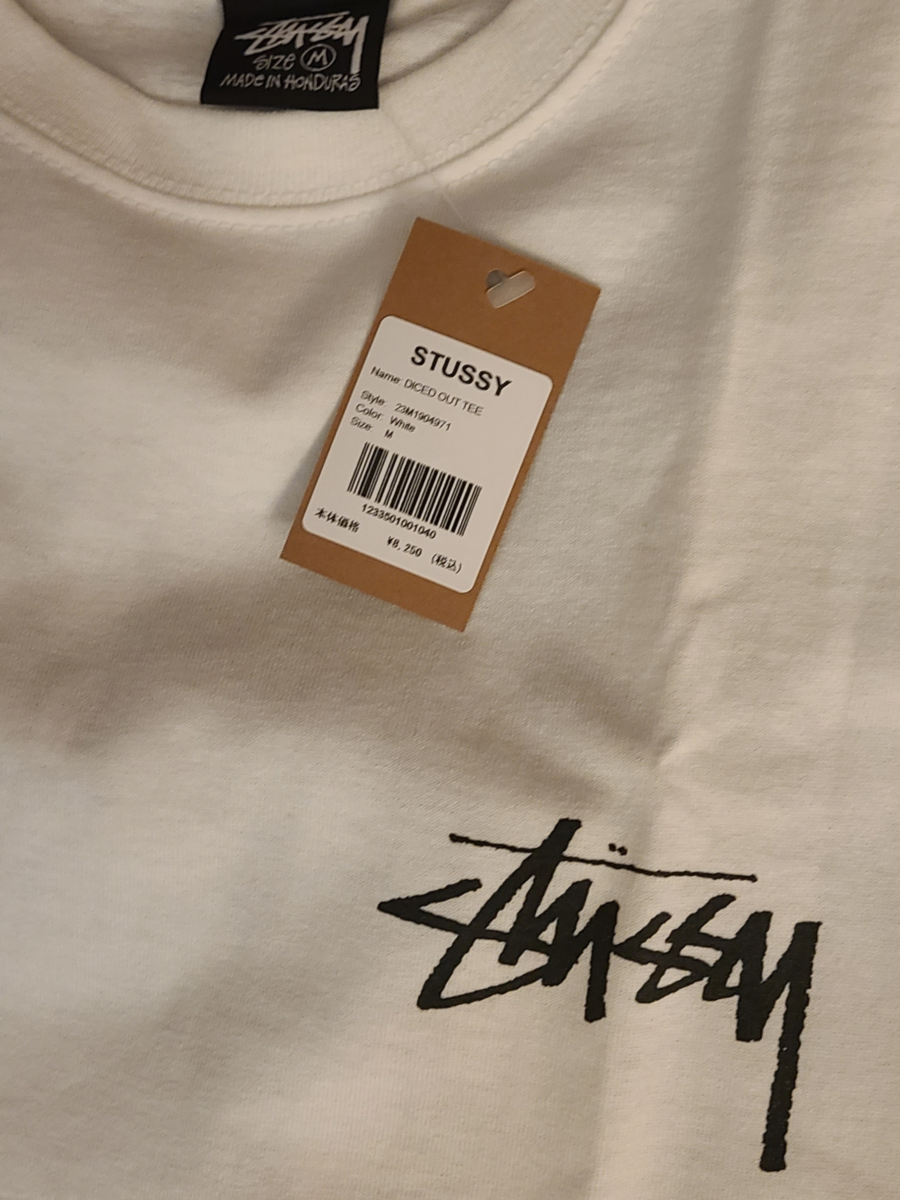 Stussy Diced Out T-Shirt White 착용 스타일 - 2