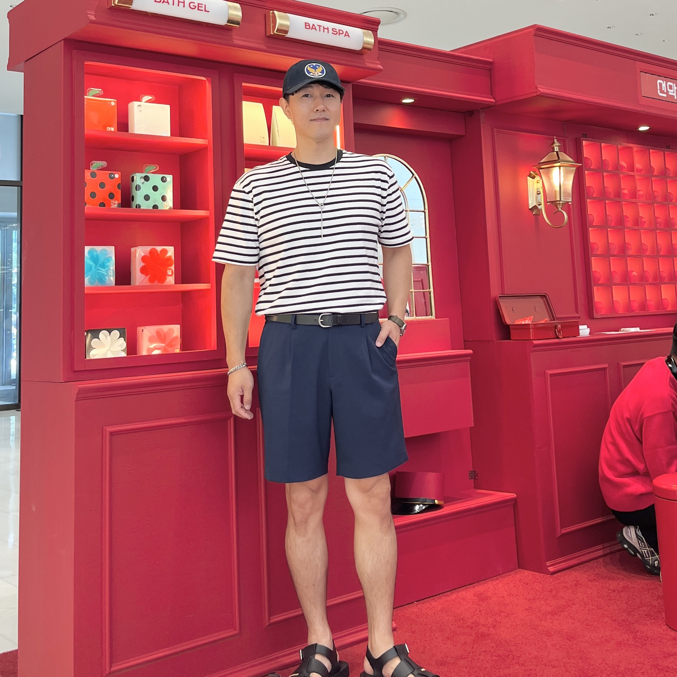 Double RL Garment Dyeing Twill Ball Cap Indigo 착용 스타일 - 1