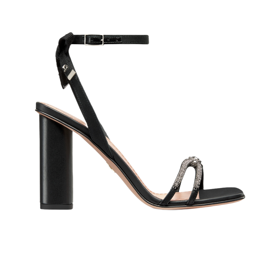 (W) 디올 선셋 힐 샌들 블랙 램스킨 실버 톤 스트라스((W) Dior Sunset Heeled Sandal Black Lambskin Silver Tone Strass) - 1