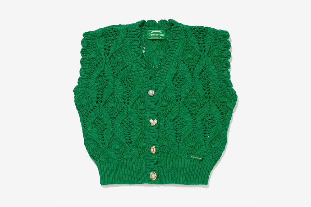 그린 버터 우먼 멀티 버튼 코튼 린넨 니트 베스트 그린 | GREEN BUTTER | KREAM Green Butter Women Multi Button Cotton Linen Knit... 