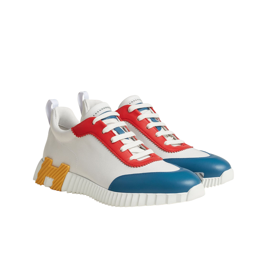 에르메스 바운싱 스니커즈 스트레치 캔버스 카프스킨 & 멀티꼴로르 블랑(Hermes Bouncing Sneakers Stretch Canvas Calfskin & Multicolore Blanc) - 2