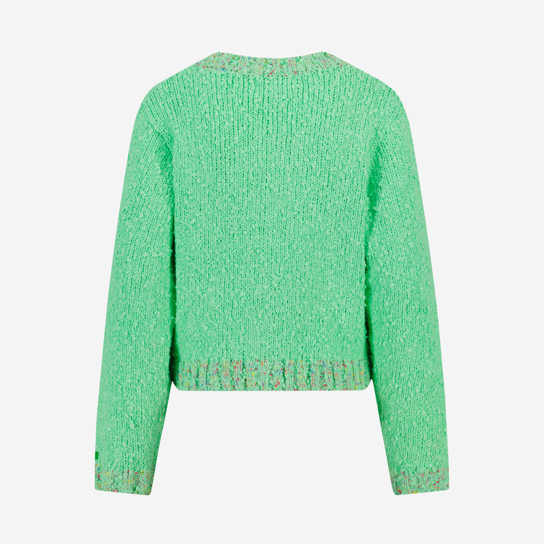 그린 버터 우먼 플라워 펄 버튼 브클 트위드 가디건 라이트 그린(Green Butter Women Flower Pearl Button Boucle Tweed Cardigan Light Green) - 2
