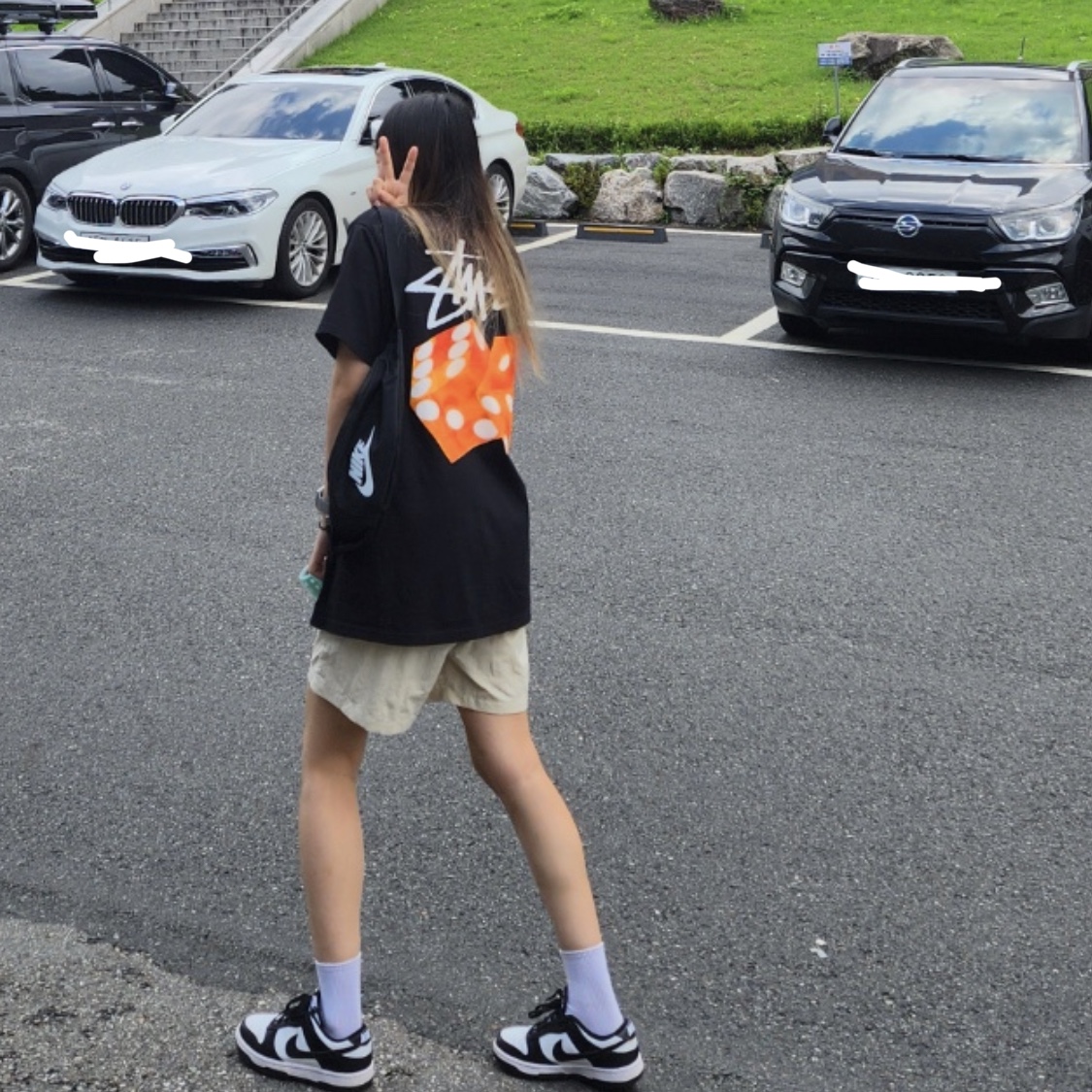 Stussy Diced Out T-Shirt Black 착용 스타일