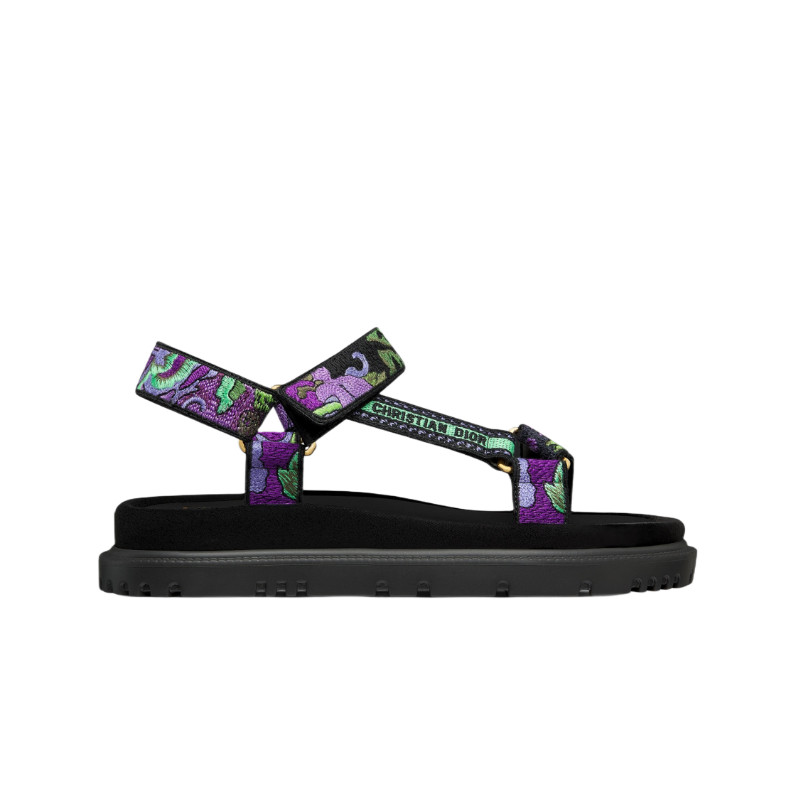 (W) 디올 D 웨이브 샌들 멀티컬러 디올 인디언 퍼플 자수 코튼((W) Dior D Wave Sandal Multicolor Dior Indian Purple Embroidered Cotton) - 1