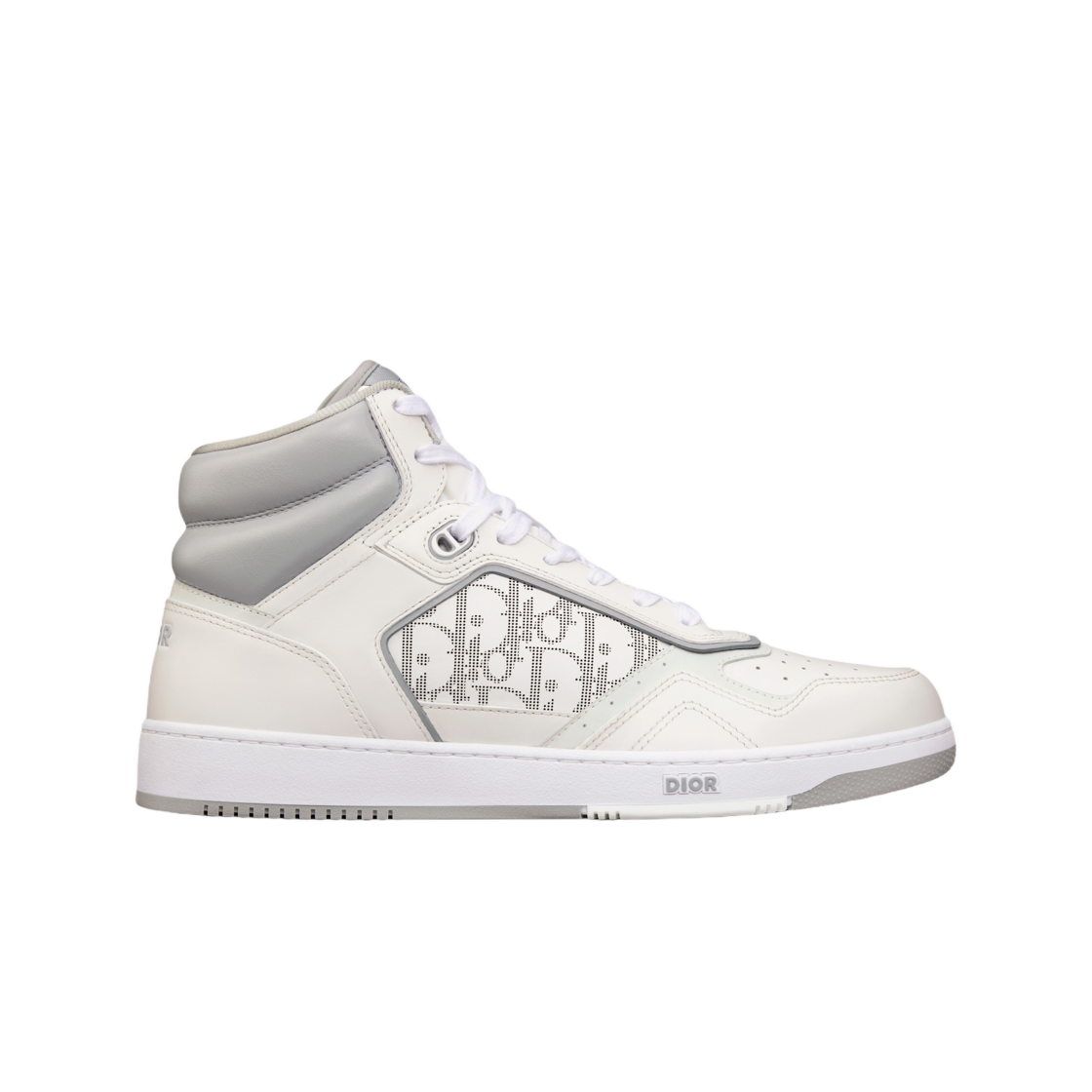 디올 B27 하이 탑 스니커즈 화이트 그레이 스무스 카프스킨 화이트 디올 오블리크 갤럭시 레더(Dior B27 High Top Sneakers White Gray Smooth Calfskin White Dior Oblique Galaxy Leather) - 1