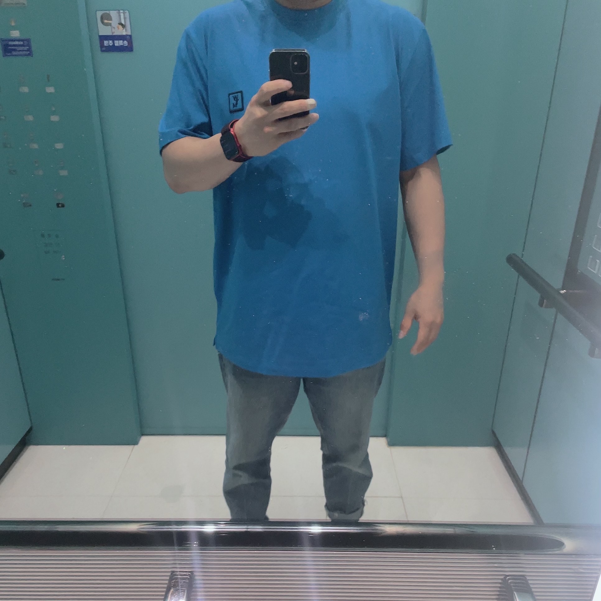 Wooyoungmi Cotton Back Logo T-Shirt Blue - 23SS 착용 스타일