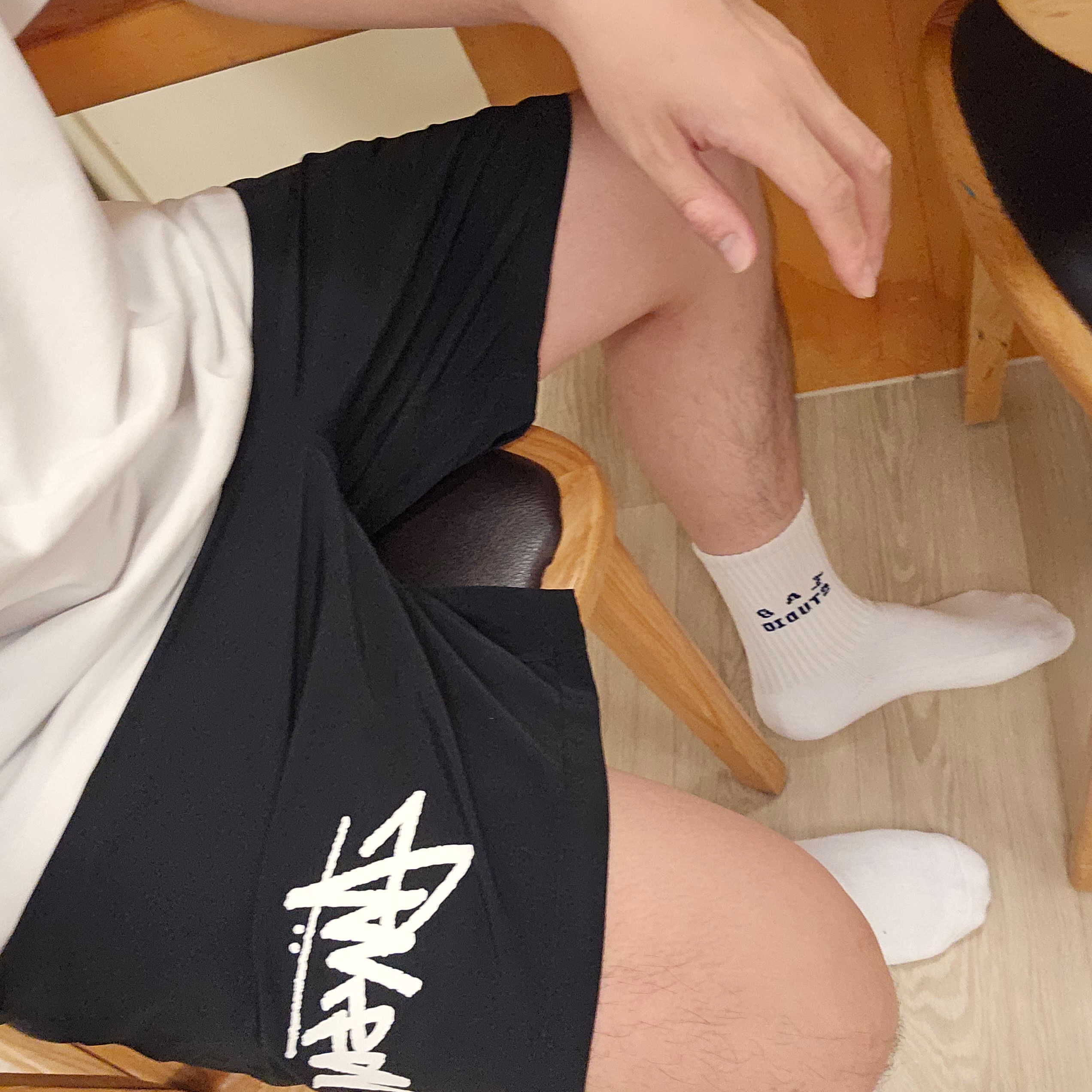 Stussy Big Stock Water Shorts Black, IAB Studio Socks White Set 착용 스타일