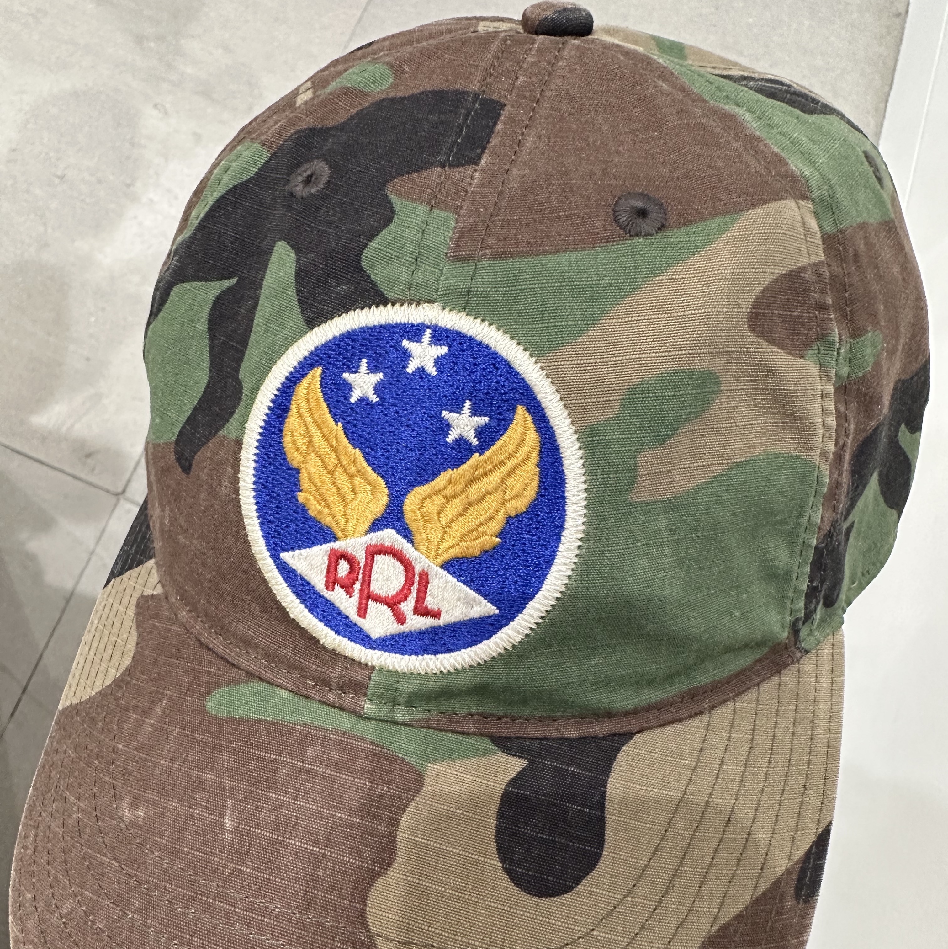 Double RL Garment Dyeing Twill Ball Cap Camouflage 착용 스타일
