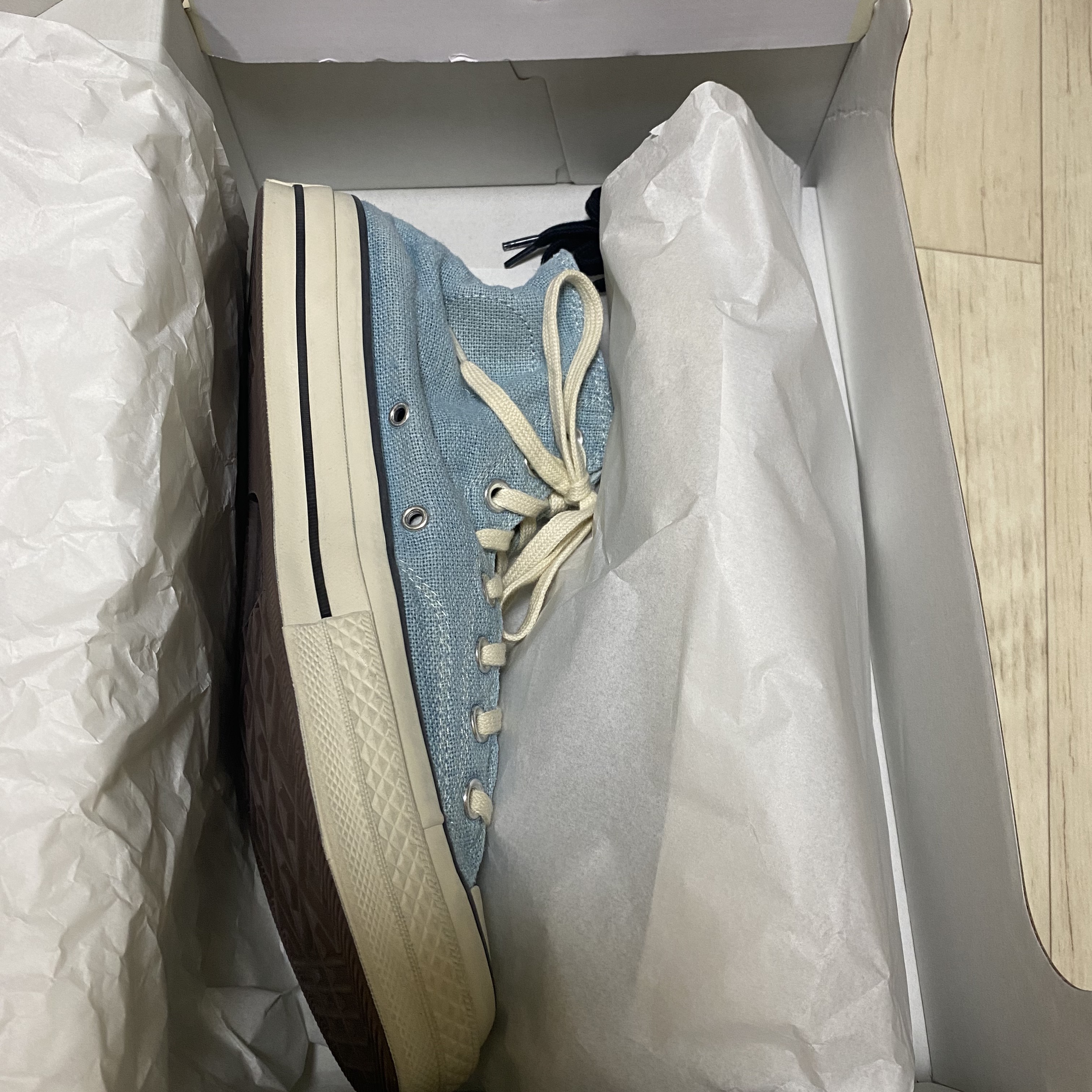 Converse x Stussy x Our Legacy Work Shop Chuck 70 High Pool Blue 착용 스타일