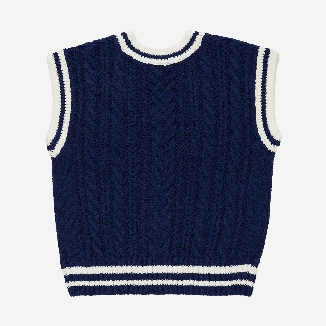 그린 버터 우먼 오버사이즈드 케이블 스트라이프 베스트 네이비(Green Butter Women Oversized Cable Stripe Vest Navy) - 2