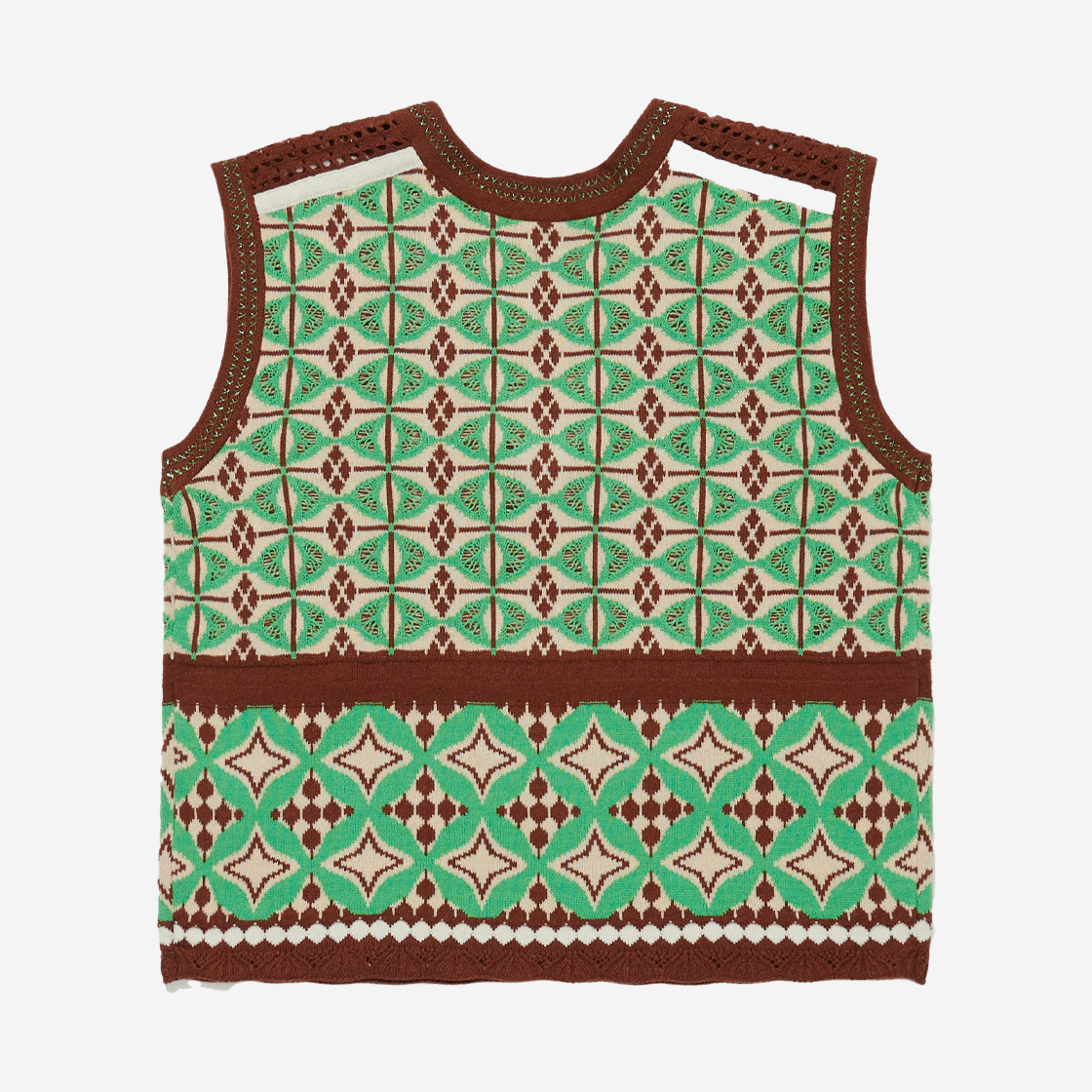 그린 버터 우먼 트윈클 브이넥 자카드 니트 베스트 그린(Green Butter Women Twinkle V-Neck Jacquard Knit Vest Green) - 2