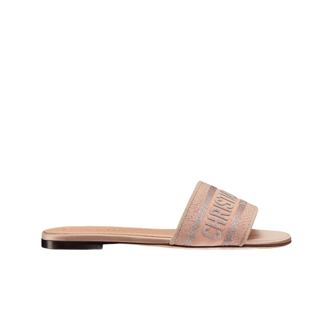 (W) Dior Dway Slide Nude Metallic Thread Embroidered Satin 상세 이미지 1