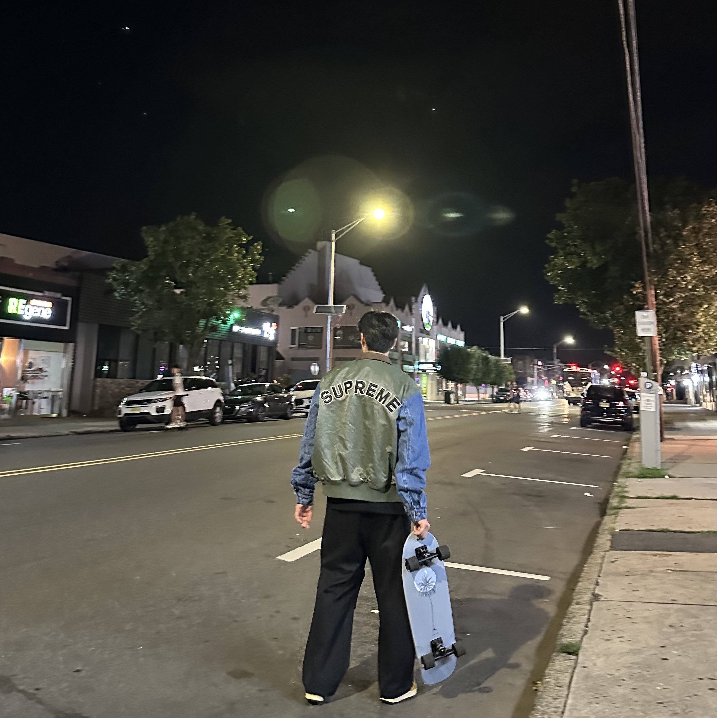Supreme Denim Sleeve MA-1 Olive - 23SS 착용 스타일