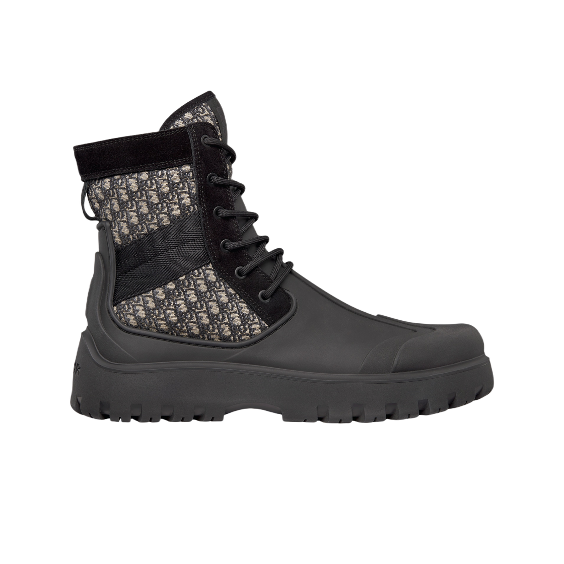디올 가든 레이스 업 부츠 베이지 블랙 디올 오블리크 자카드 블랙 러버(Dior Garden Lace Up Boot Beige Black Dior Oblique Jacquard Black Rubber) - 1