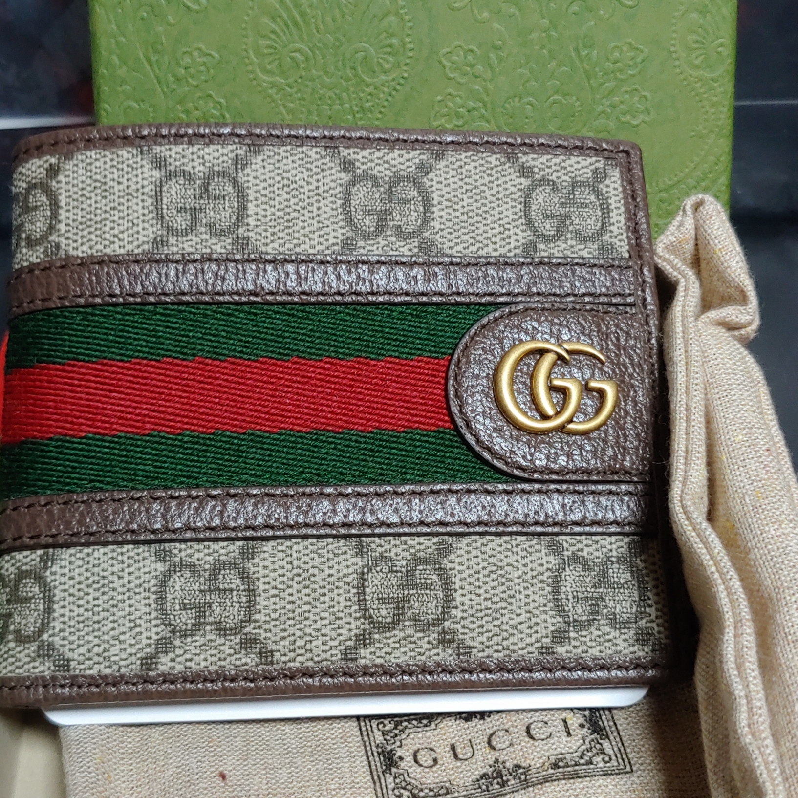 Gucci Ophidia GG Wallet Beige Ebony 착용 스타일 - 1