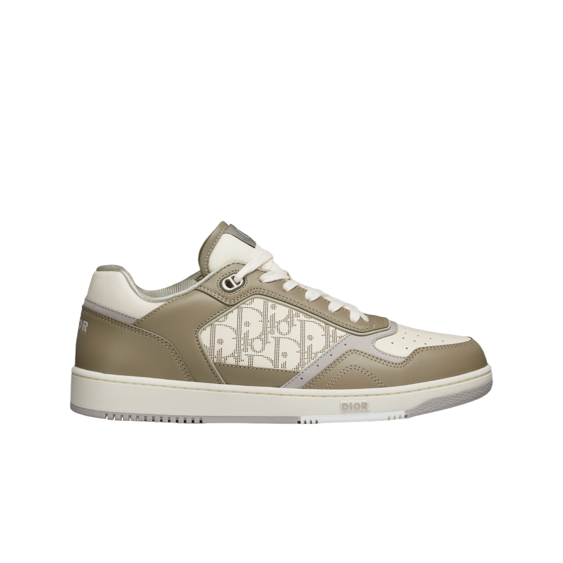 디올 B27 로우 탑 스니커즈 카키 크림 스무스 카프스킨 크림 디올 오블리크 갤럭시 레더(Dior B27 Low Top Sneakers Khaki Cream Smooth Calfskin Cream Dior Oblique Galaxy Leather) - 1