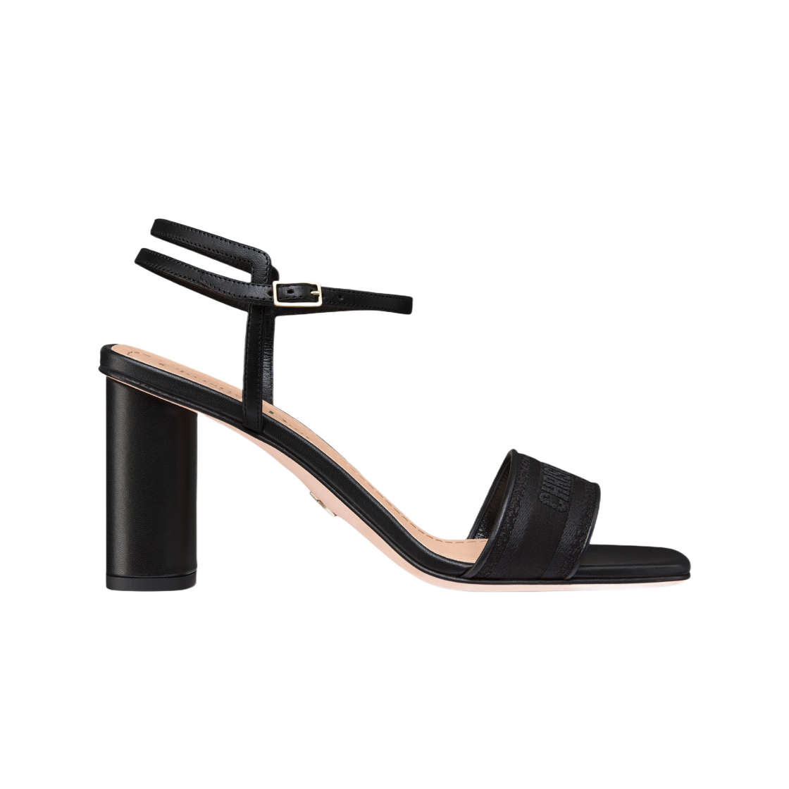 (W) 디올 디웨이 힐 샌들 블랙 자수 사틴 램스킨((W) Dior Dway Heeled Sandal Black Embroidered Satin Lambskin) - 1