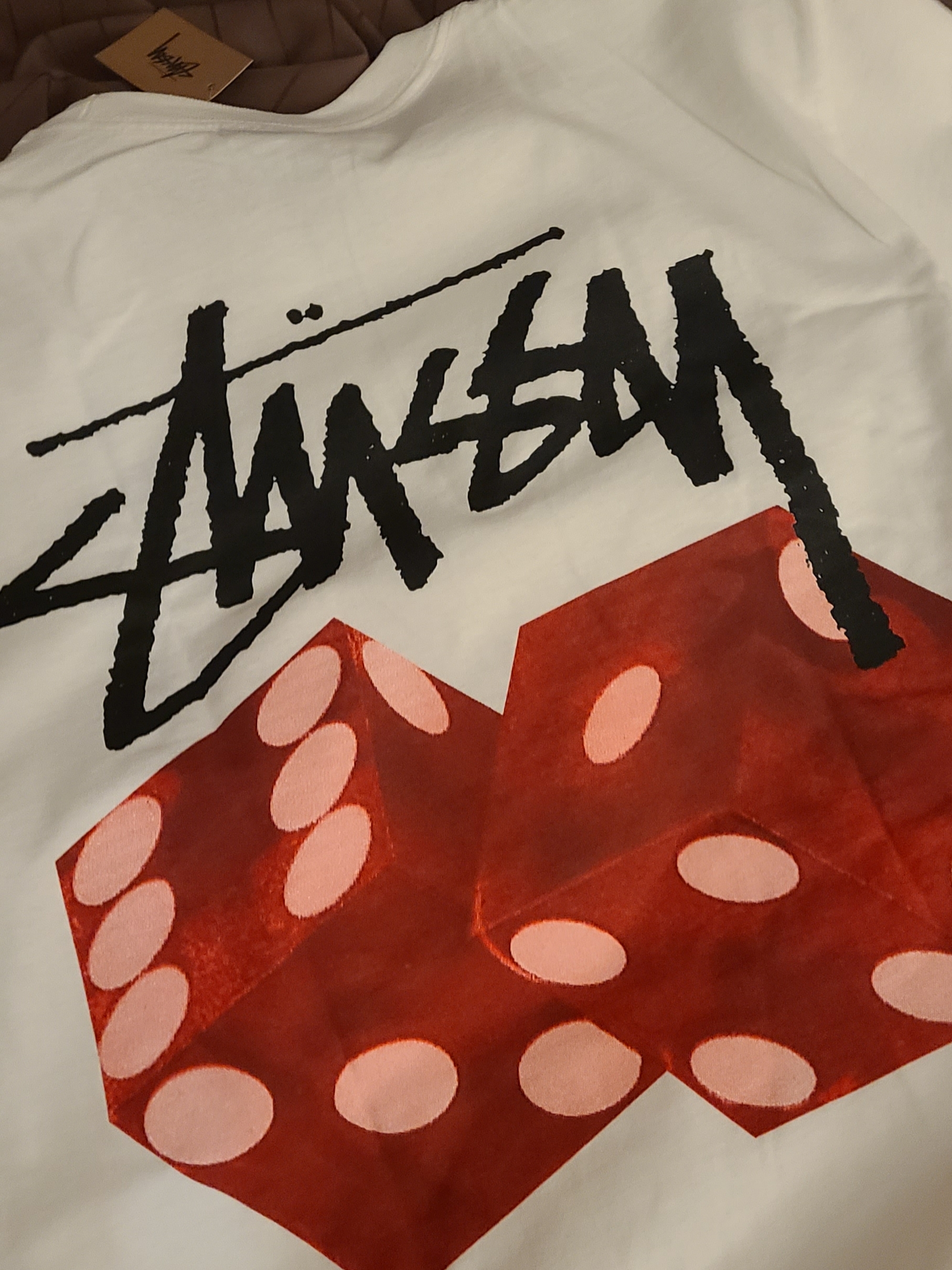 Stussy Diced Out T-Shirt White 착용 스타일 - 1