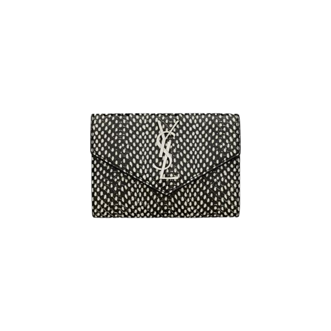 Saint Laurent Cassandre Small Envelope Wallet in Python Embossed Leather Black And White 상세 이미지 1