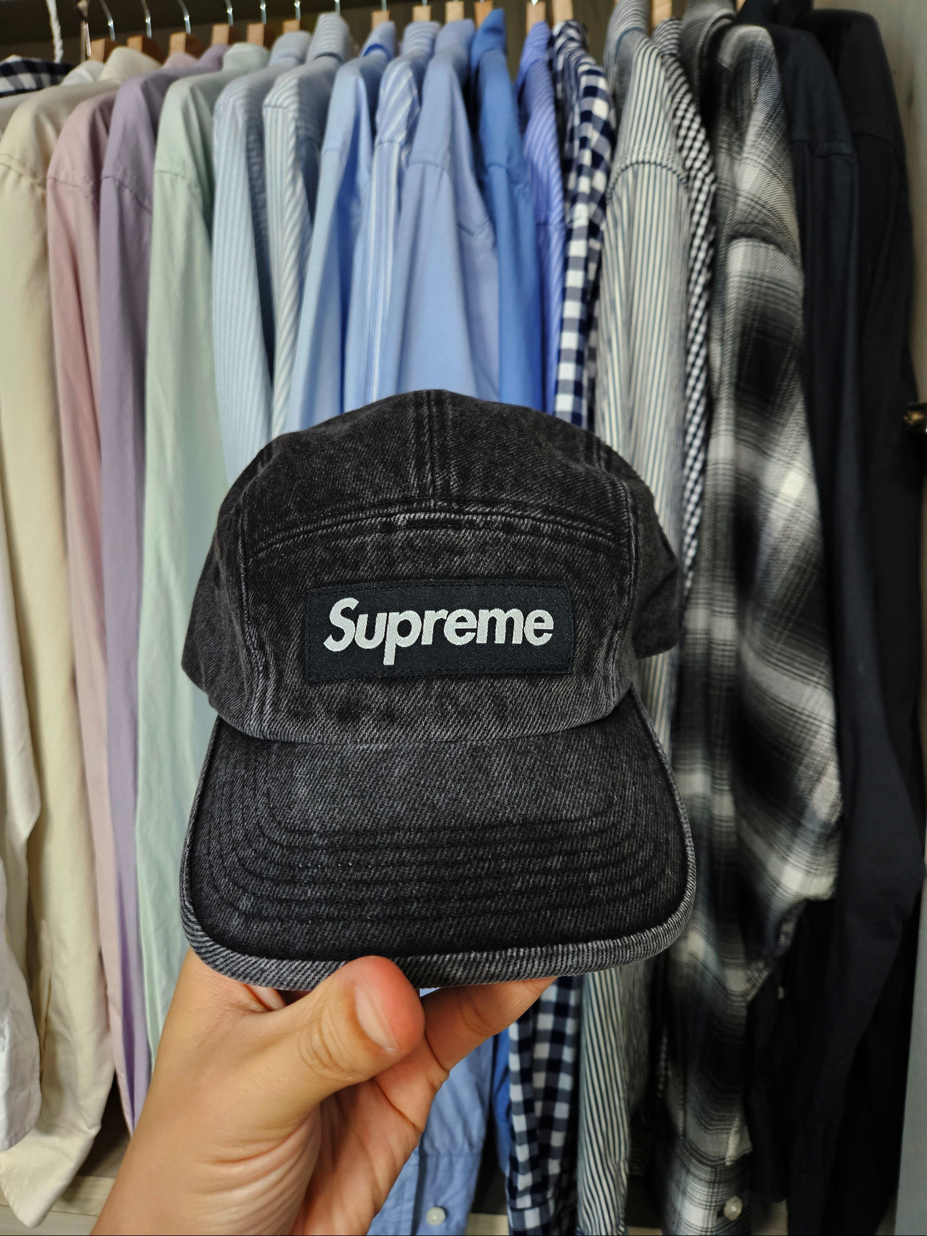 Supreme Denim Camp Cap Black - 24SS 착용 스타일