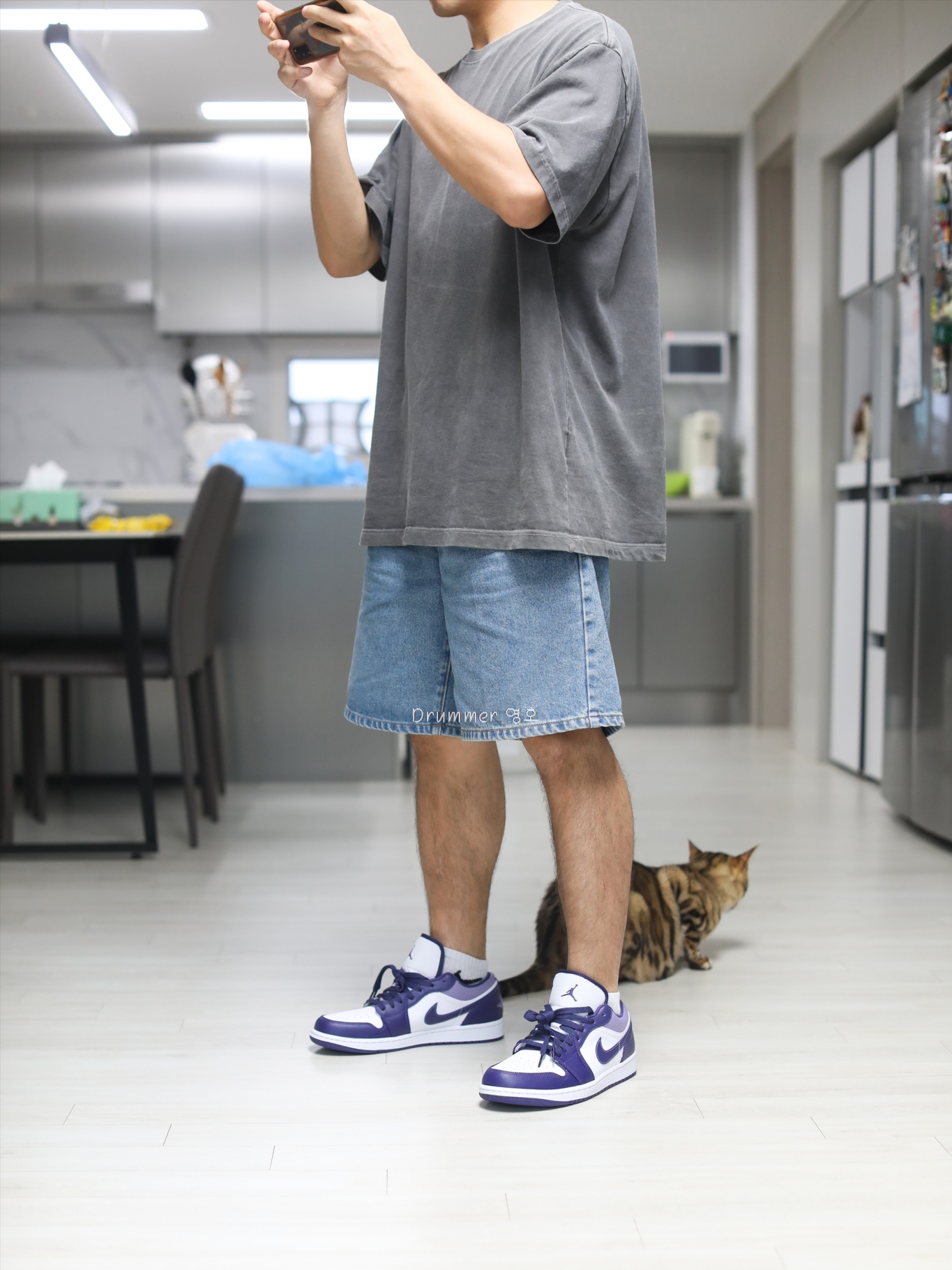 Jordan 1 Low Sky J Purple White 착용 스타일