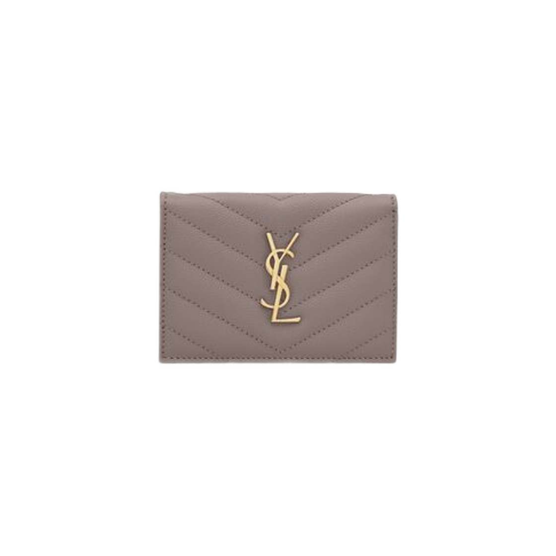 Saint Laurent Cassandre Matelasse Business Card Case in Grain De Poudre Embossed Leather Fog 상세 이미지 1