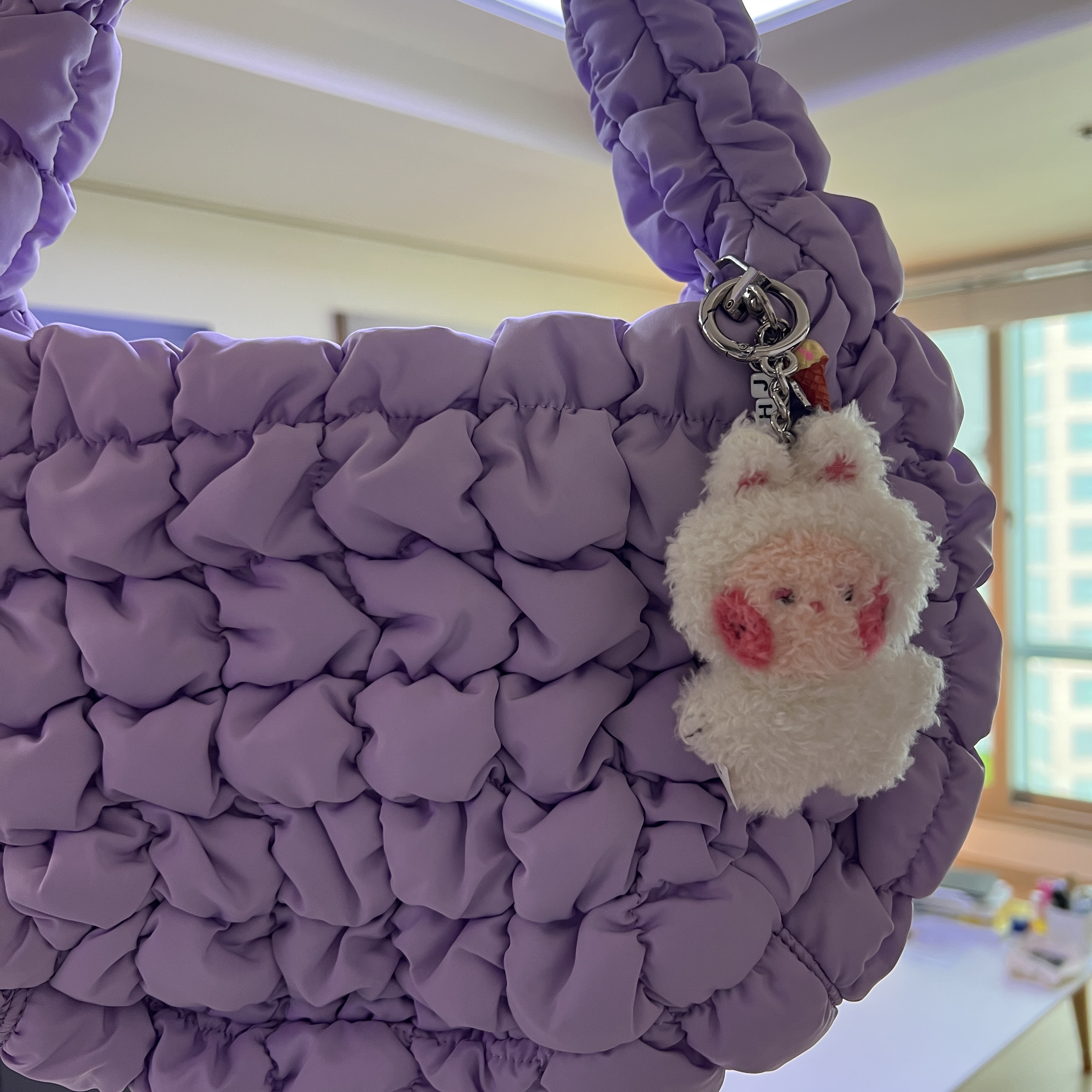 COS Quilted Mini Bag Purple 착용 스타일