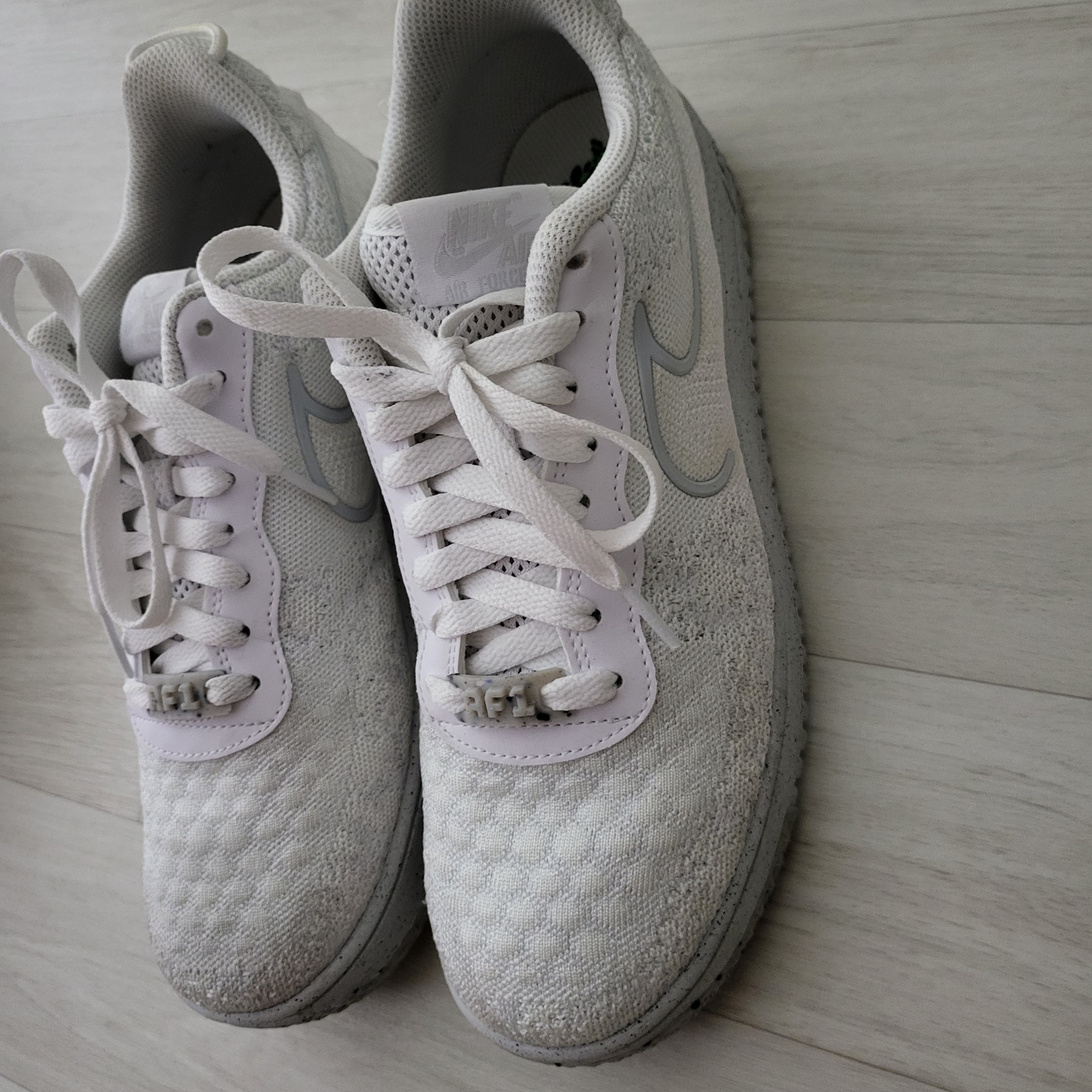 Nike Air Force 1 Crater Flyknit Next Nature Triple White 착용 스타일 - 2